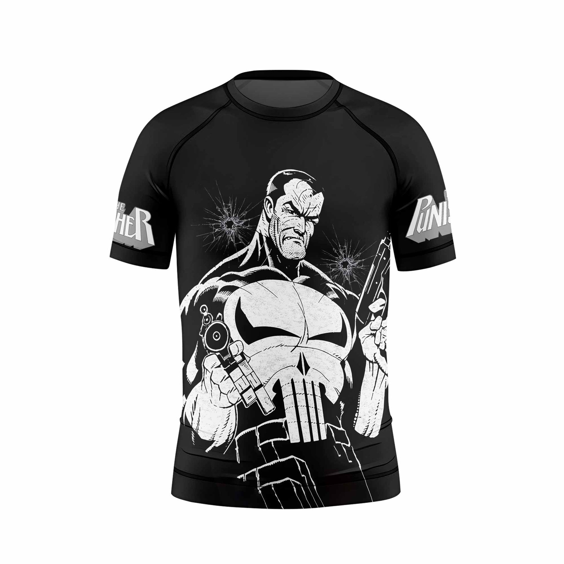 The Punisher Comic Frank Castle Kids Rash Guard Short Sleeve - front view mockup