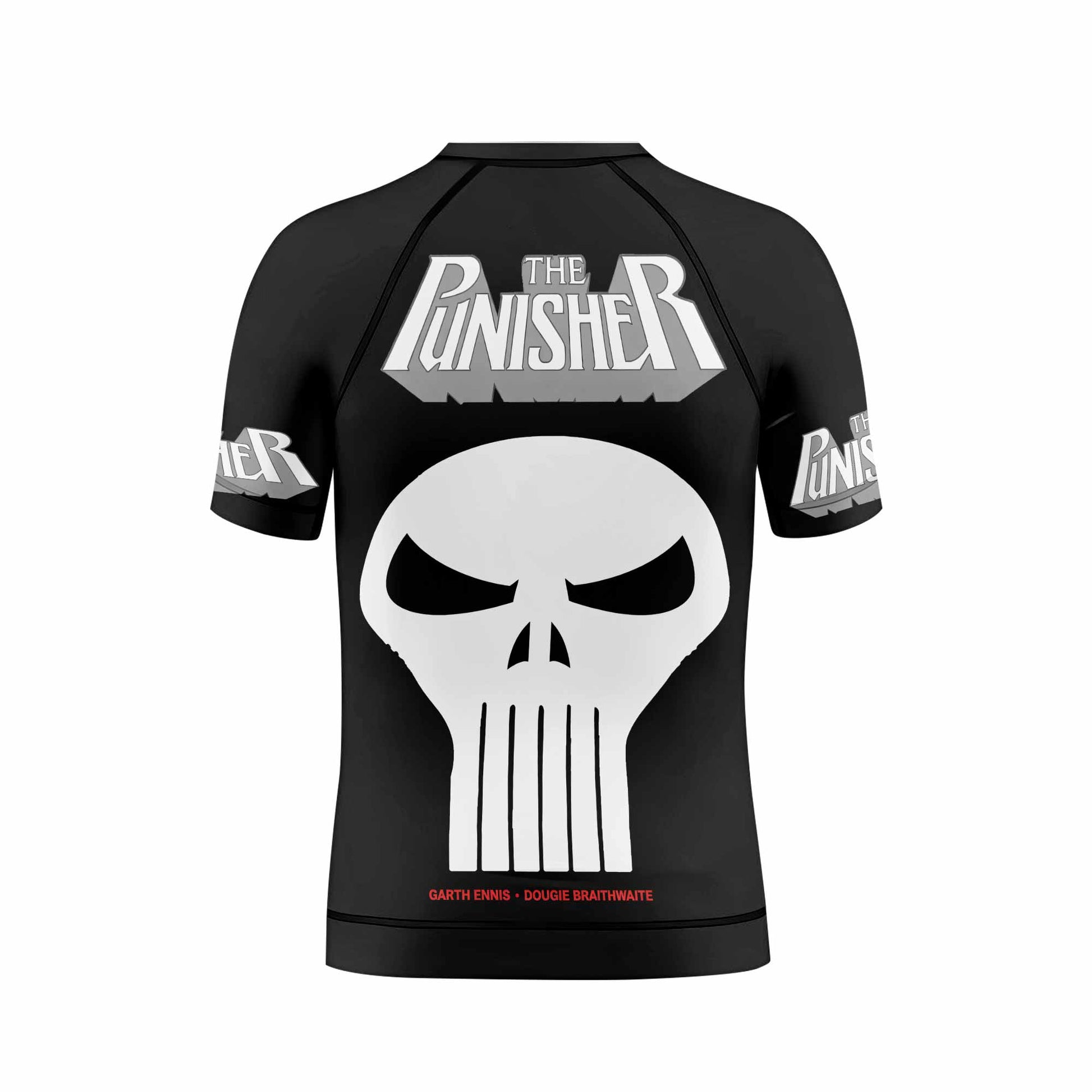 The Punisher Comic Frank Castle Kids Rash Guard Short Sleeve - back view mockup