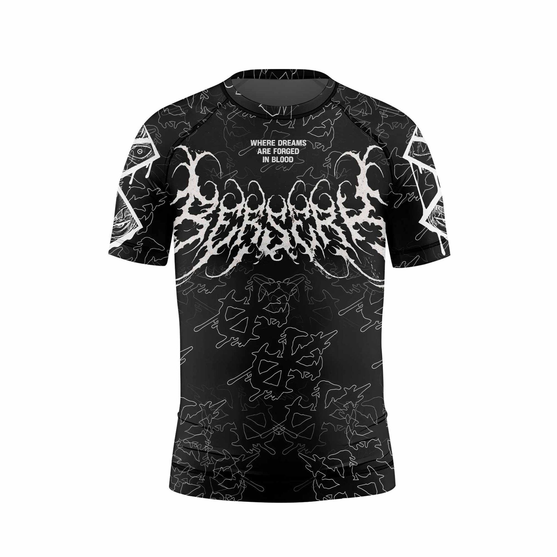 Berserk Forged In Blood Kids Rash Guard Short Sleeve - front view mockup