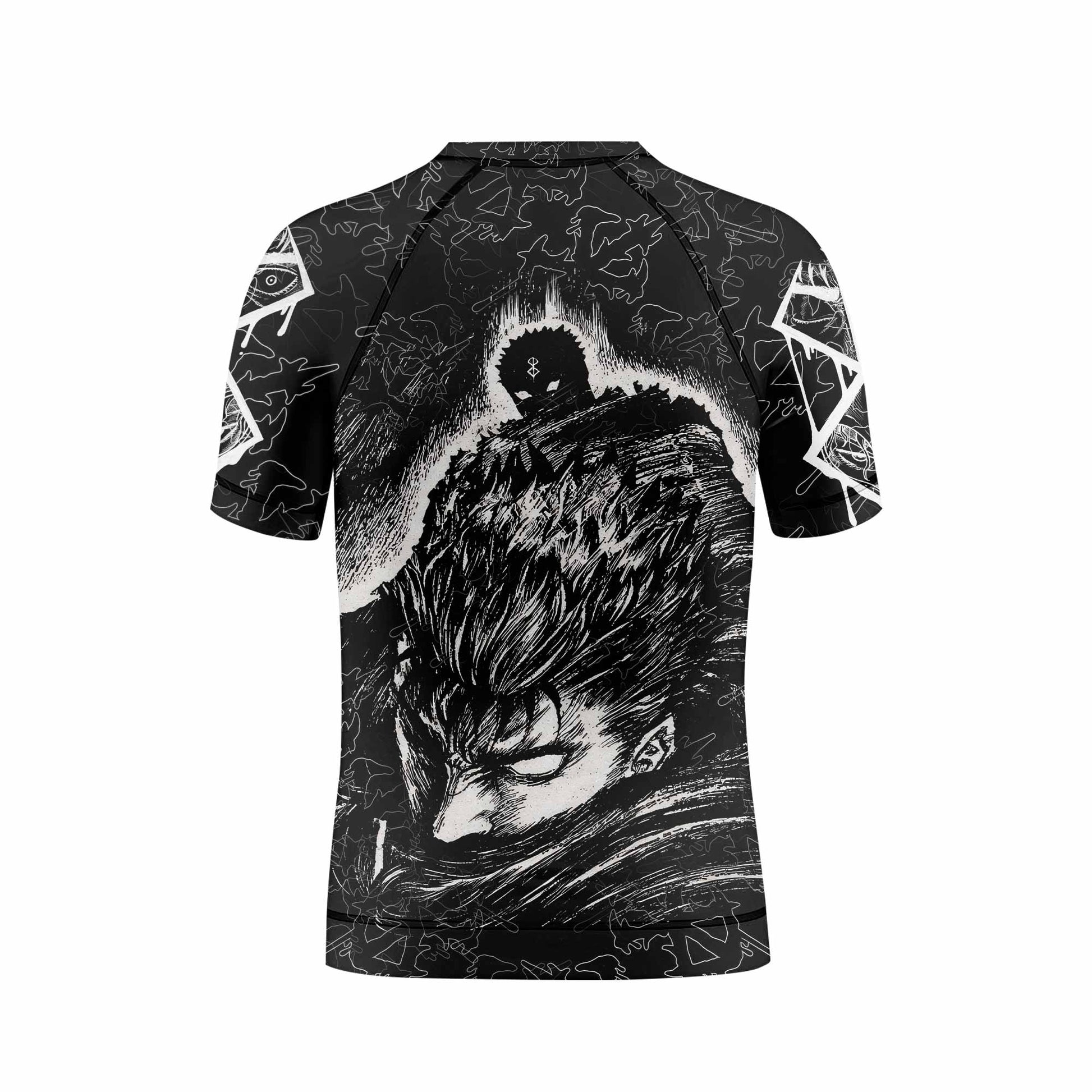 Berserk Forged In Blood Kids Rash Guard Short Sleeve - back view mockup