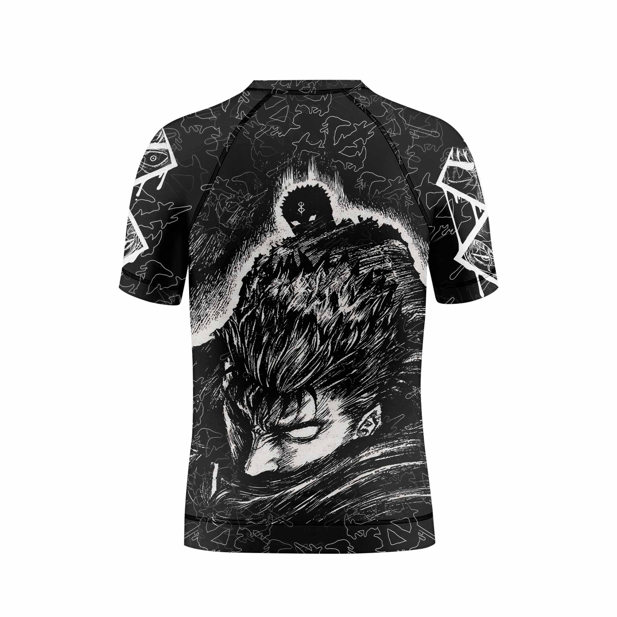 Berserk Forged In Blood Kids Rash Guard Short Sleeve - back view mockup