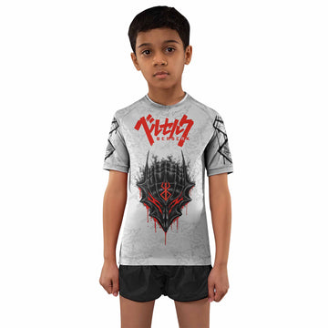 Berserk Berserker Armor Kids Rash Guard Short Sleeve - boy's lifestyle view