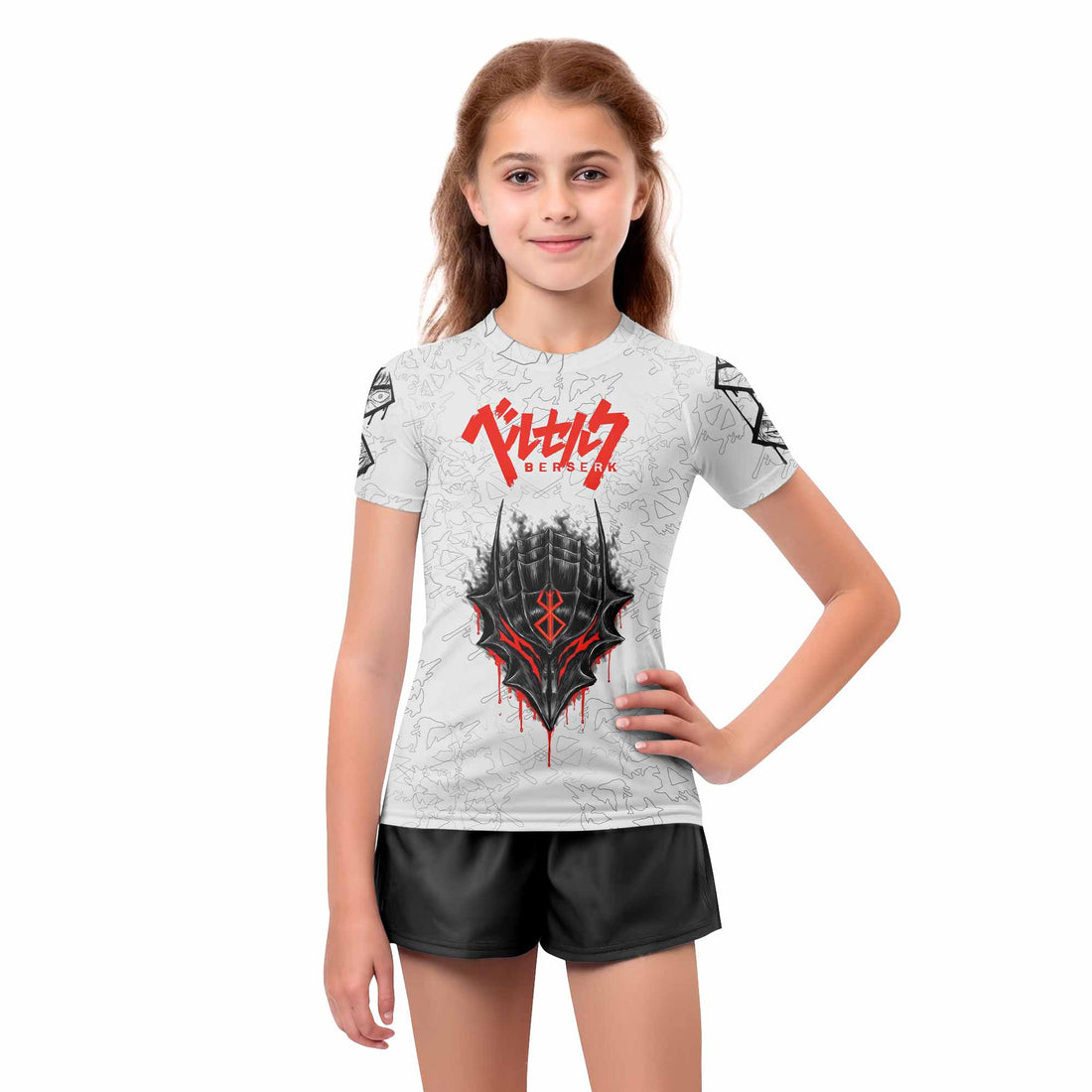 Berserk Berserker Armor Kids Rash Guard Short Sleeve - boy's lifestyle view