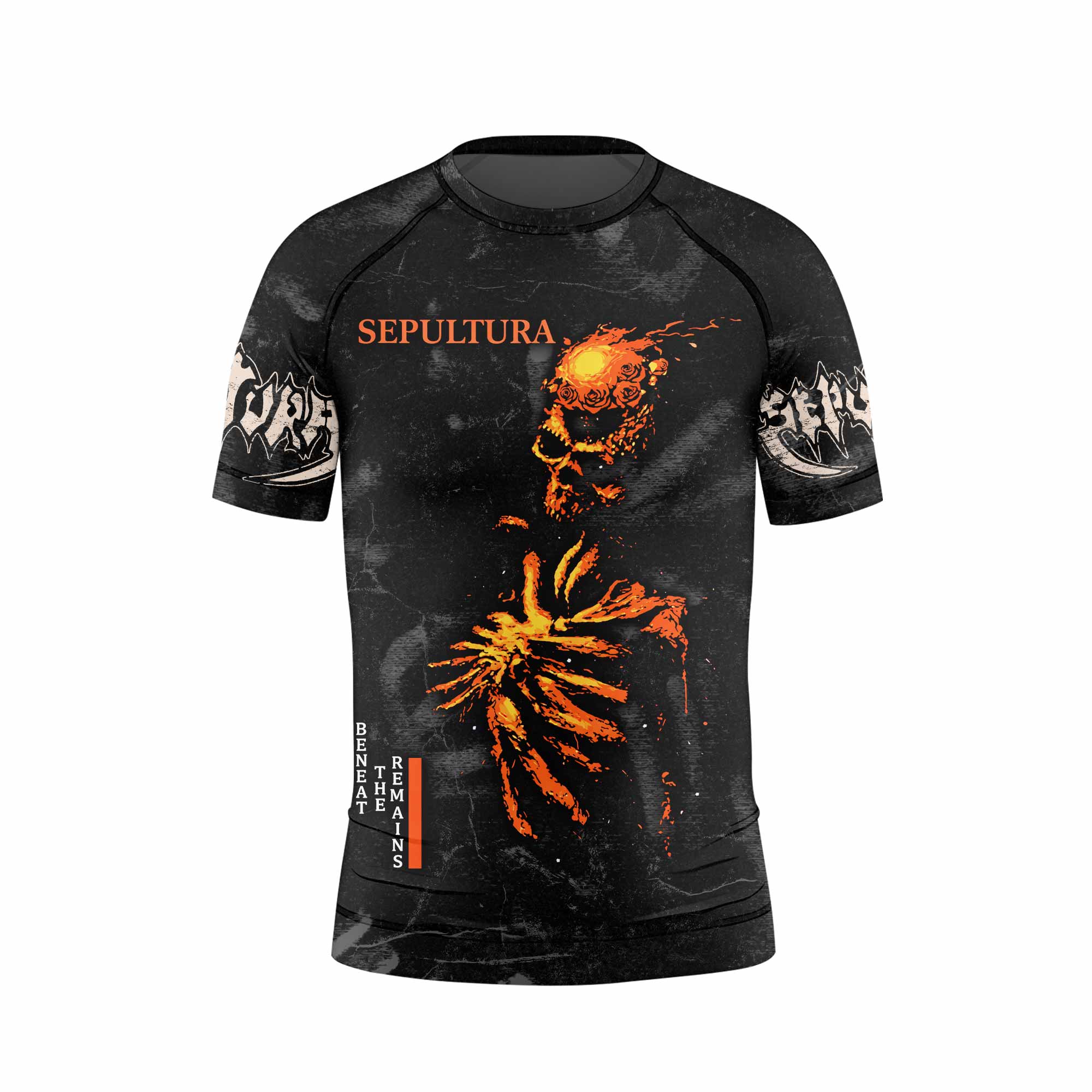 Sepultura Beneath the Remains Kids Rash Guard Short Sleeve - front view mockup