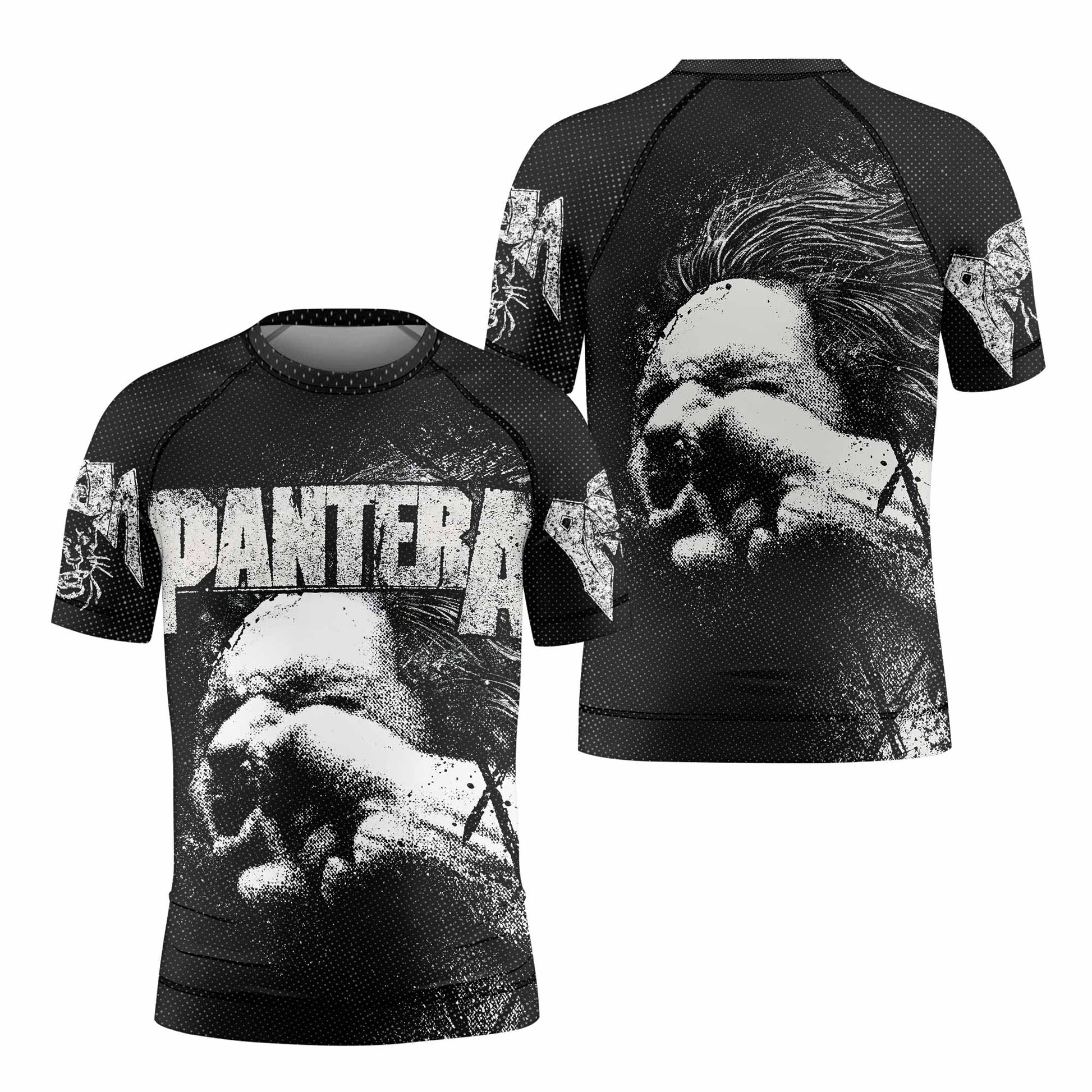 Vulgar Display of Power Pantera Kids Rash Guard Short Sleeve - front and back view