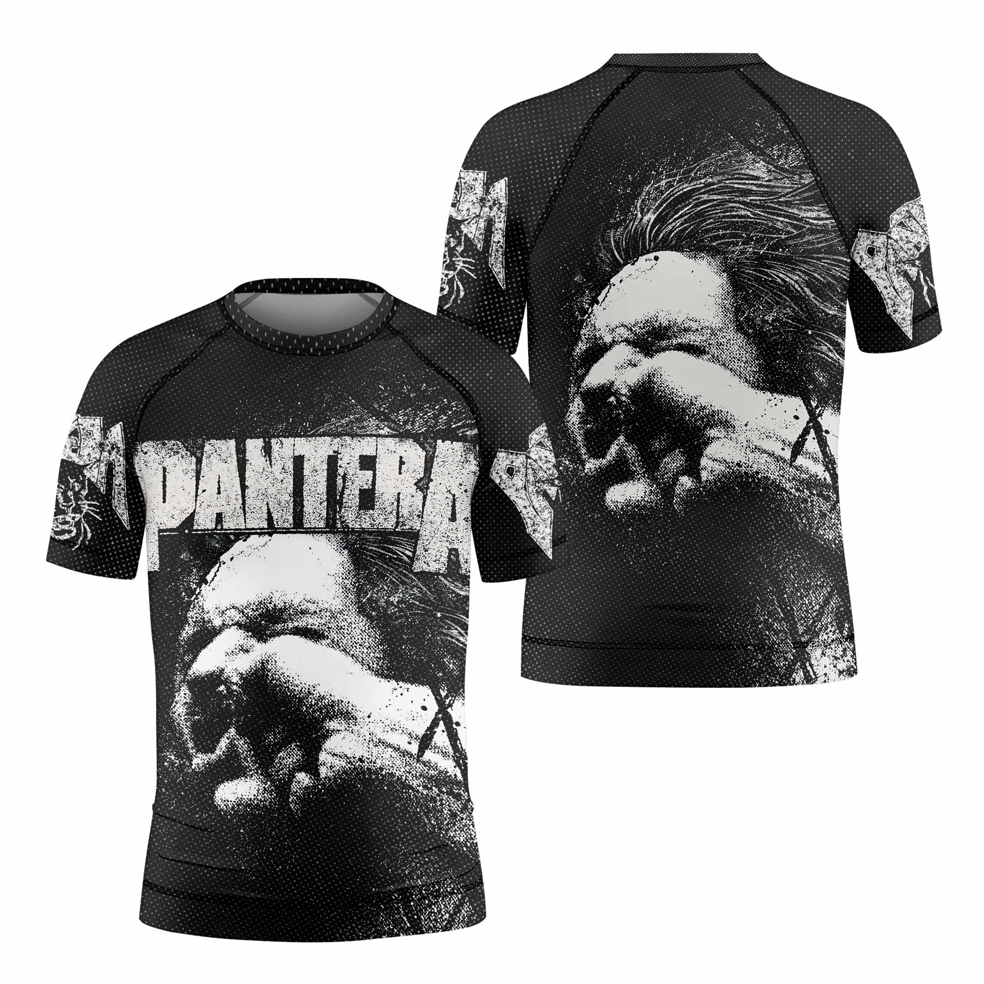 Vulgar Display of Power Pantera Kids Rash Guard Short Sleeve - front and back view