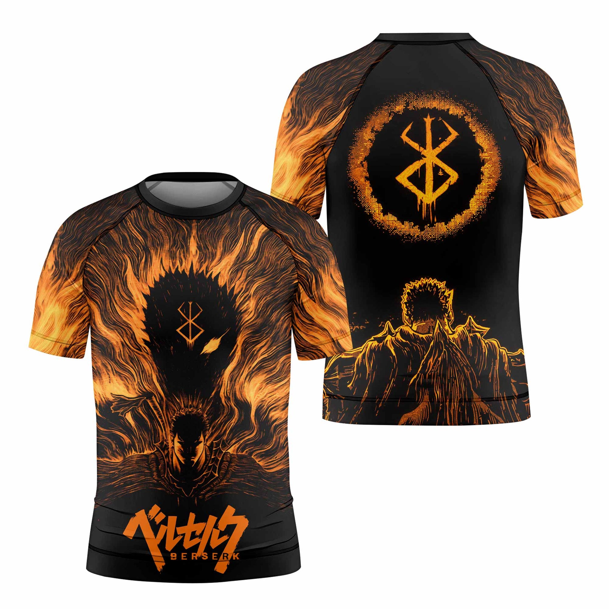 Beast of Darkness Berserk Kids Rash Guard Short Sleeve - front and back view