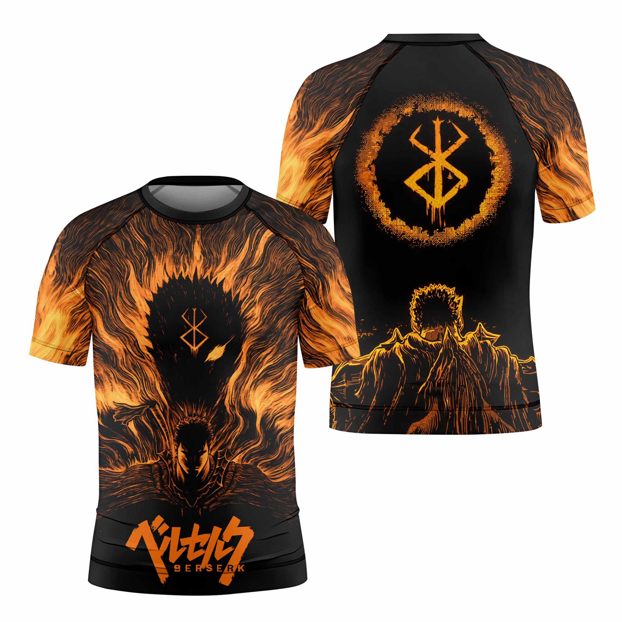 Beast of Darkness Berserk Kids Rash Guard Short Sleeve - front and back view