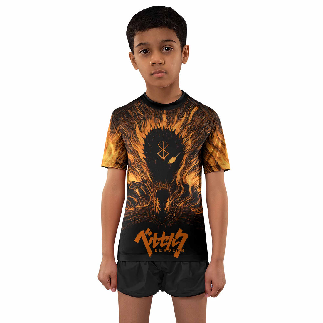 Beast of Darkness Berserk Kids Rash Guard Short Sleeve - boy's lifestyle view