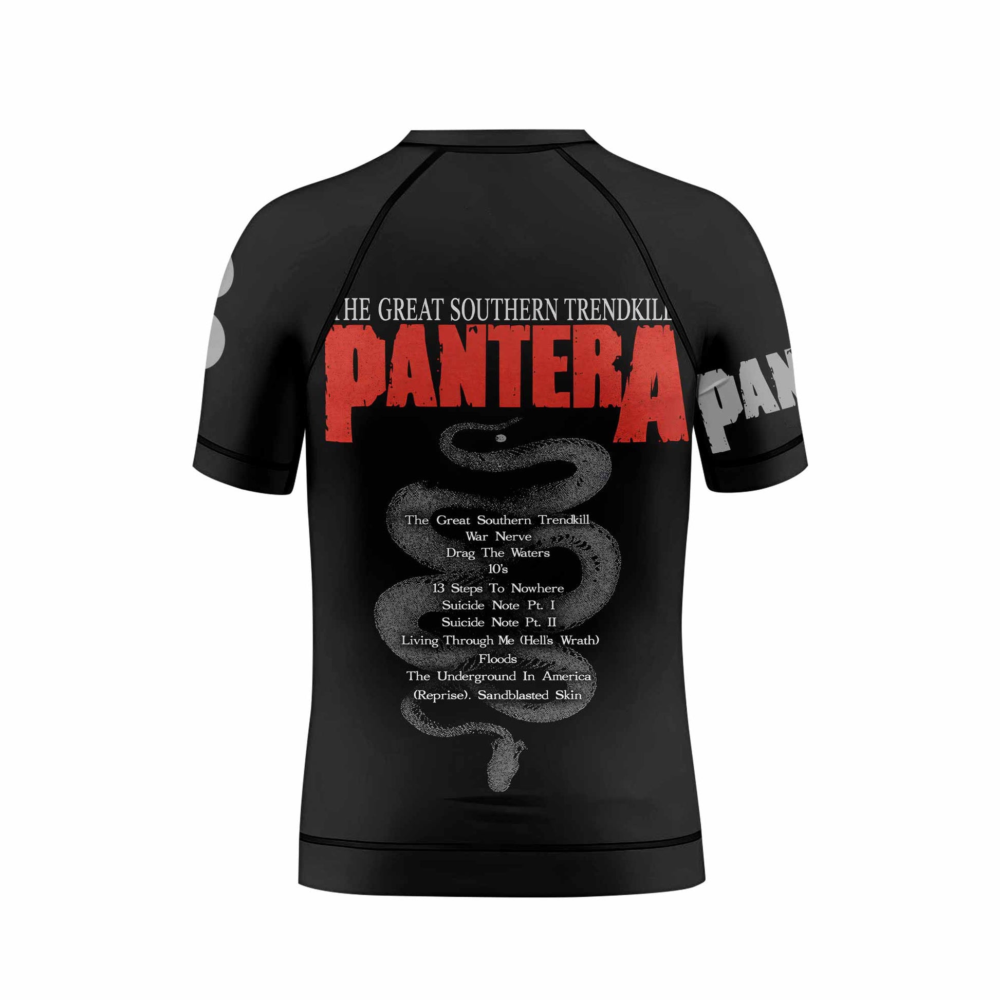 Pantera The Great Southern Trendkill Kids Rash Guard Short Sleeve - back view mockup
