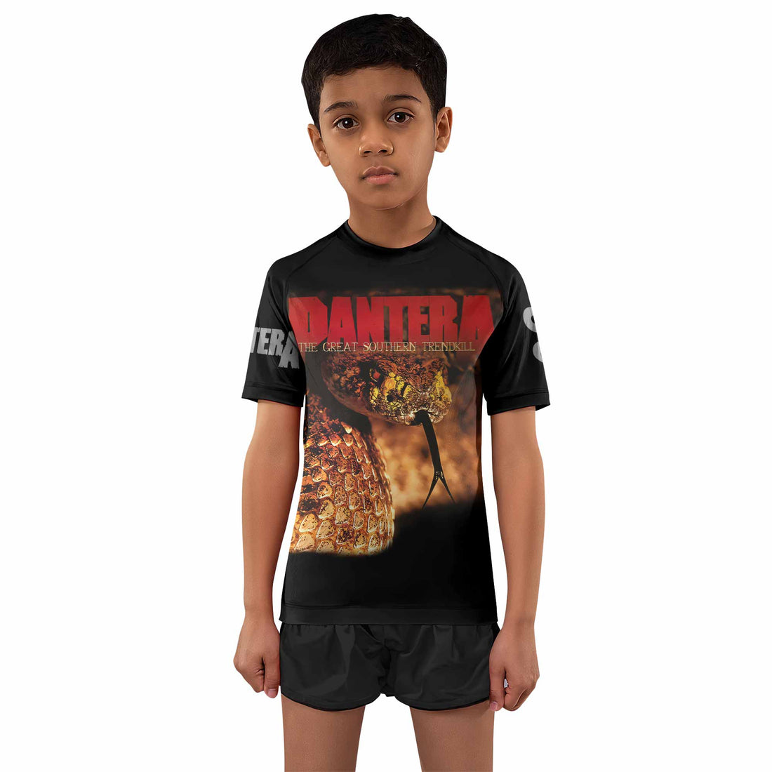 Pantera The Great Southern Trendkill Kids Rash Guard Short Sleeve - boy's lifestyle view