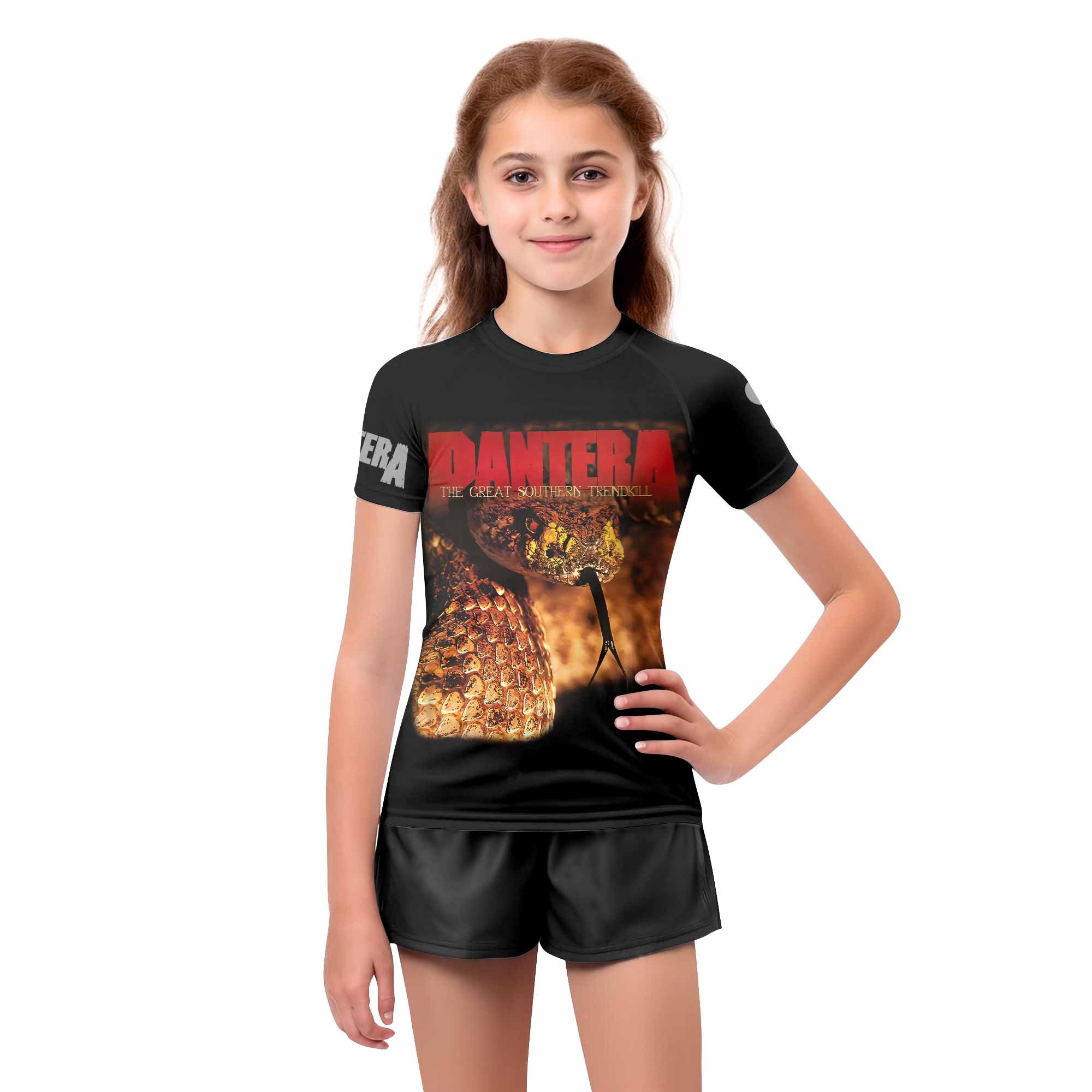 Pantera The Great Southern Trendkill Kids Rash Guard Short Sleeve - girl's lifestyle view
