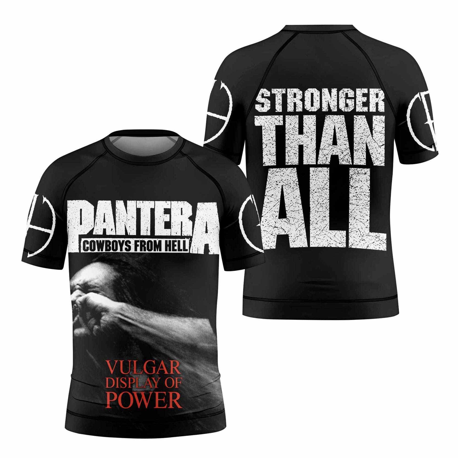 Pantera Stronger Than All Kids Rash Guard Short Sleeve - front and back view