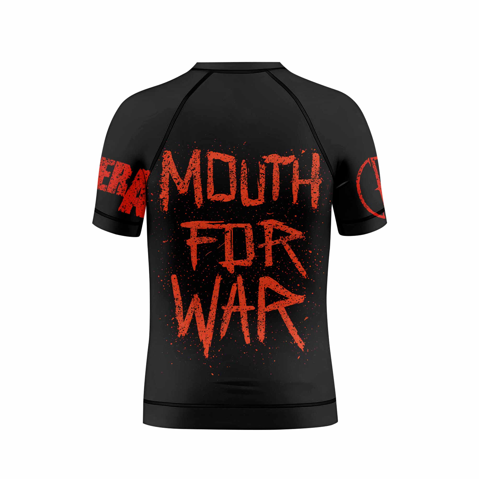 Pantera Mouth for War Kids Rash Guard Short Sleeve - back view mockup