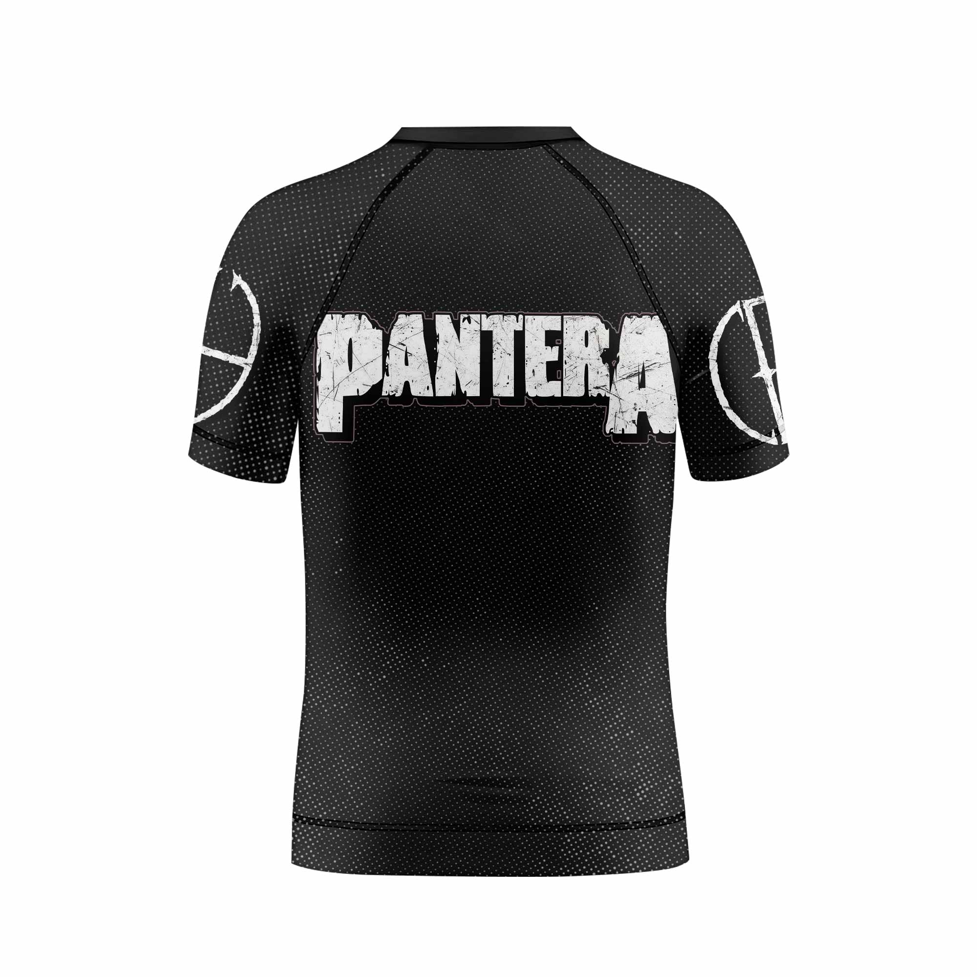 Pantera Walk Skull Kids Rash Guard Short Sleeve - back view mockup