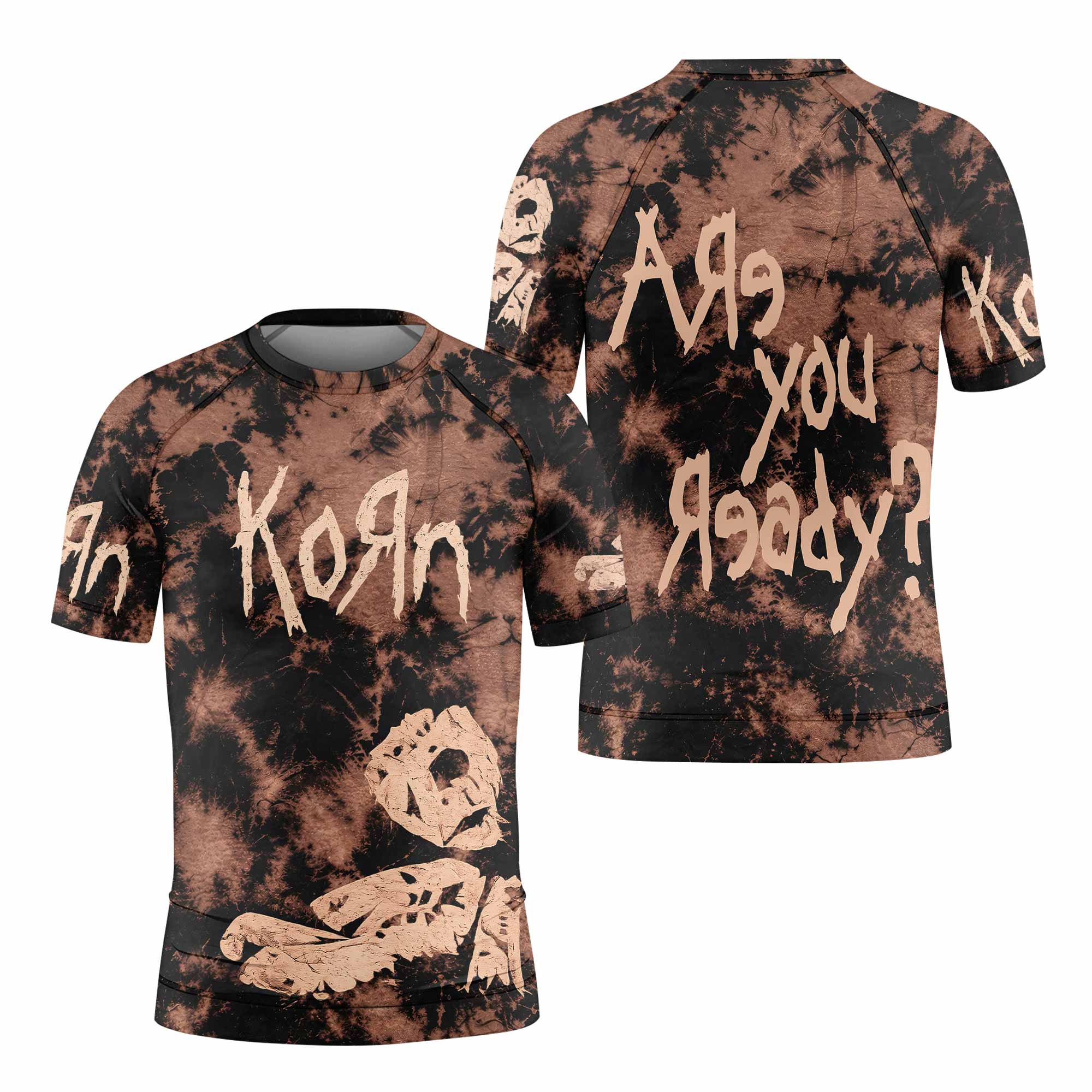 Korn Are You Ready Kids Rash Guard Short Sleeve - front and back view