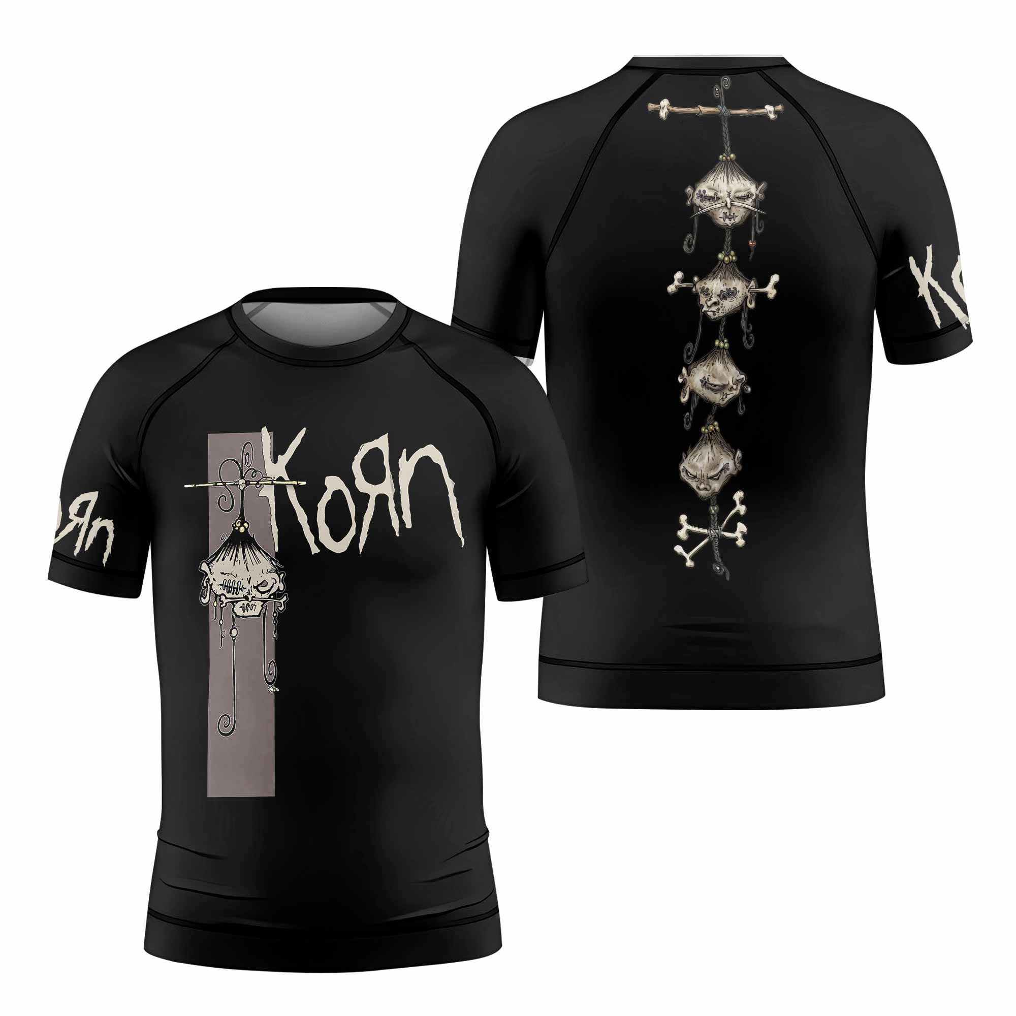 Korn Gothic Spine Kids Rash Guard Short Sleeve - front and back view