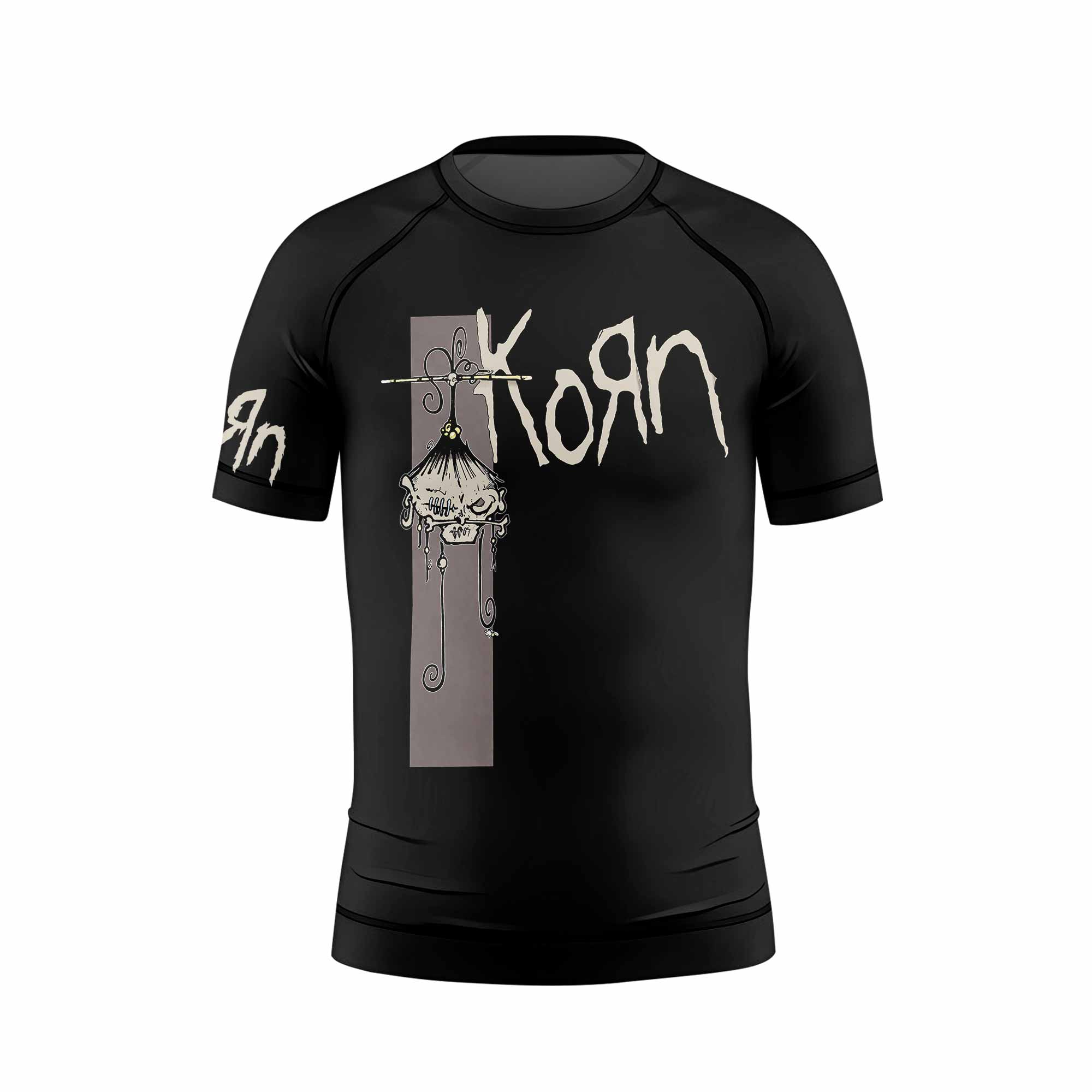 Korn Gothic Spine Kids Rash Guard Short Sleeve - front view mockup