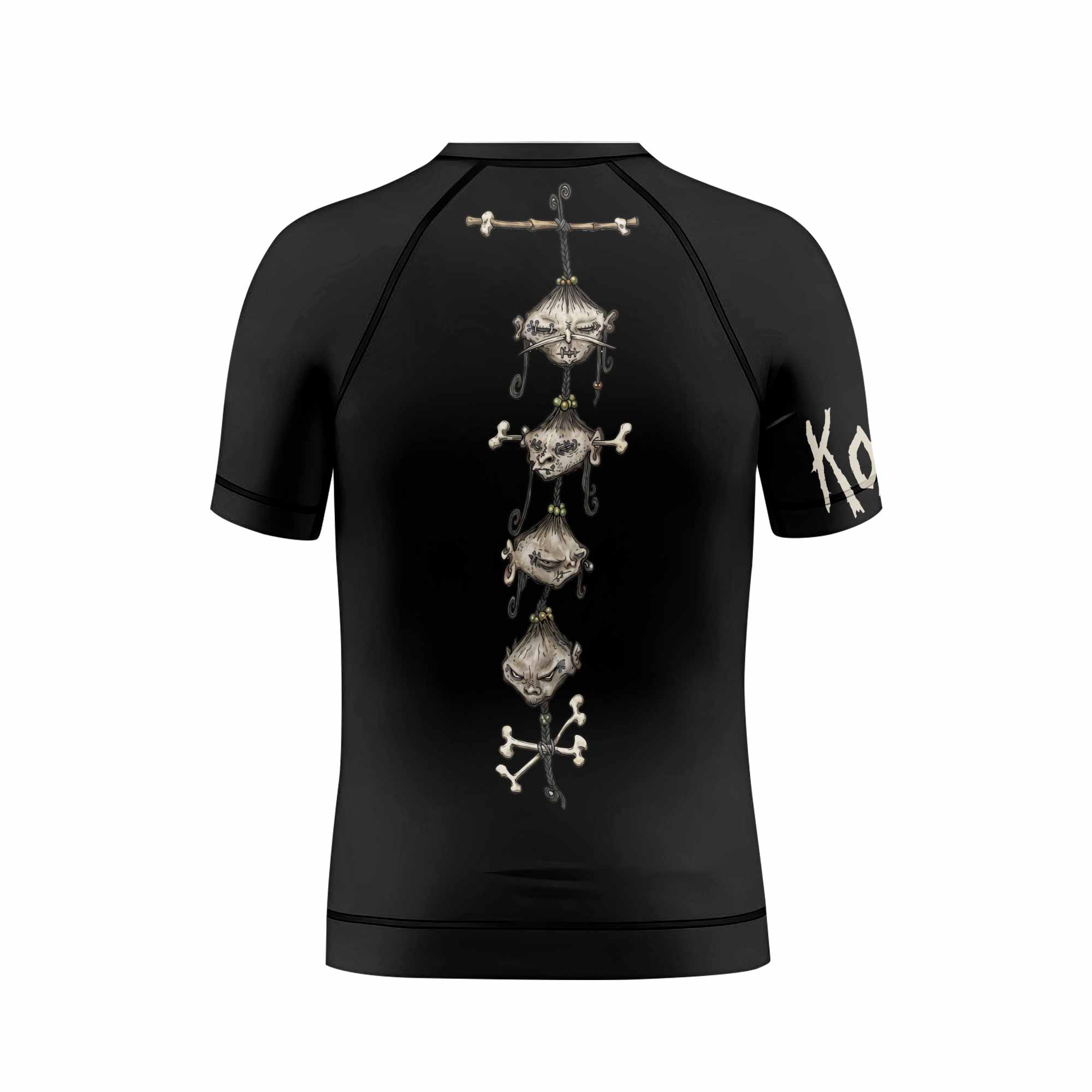 Korn Gothic Spine Kids Rash Guard Short Sleeve - back view mockup