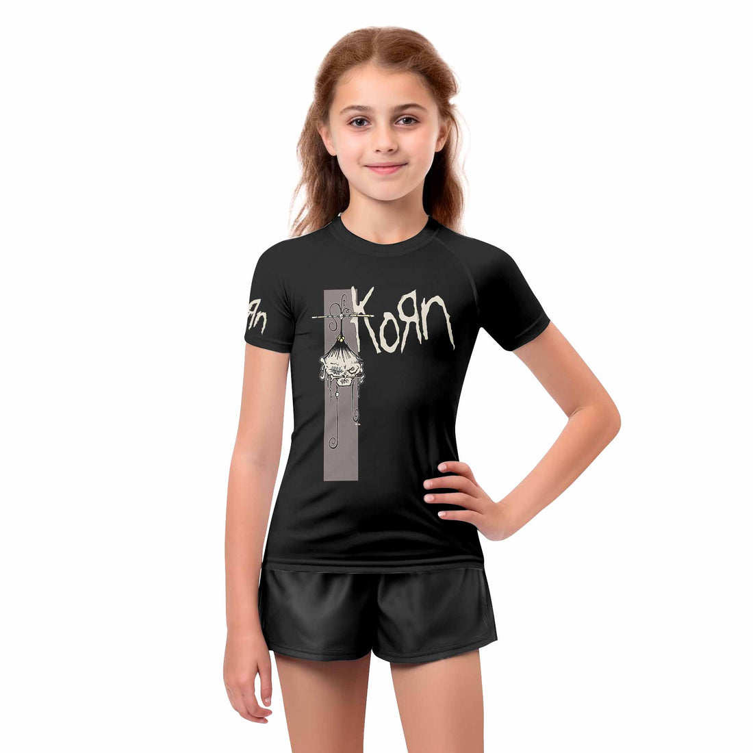Korn Gothic Spine Kids Rash Guard Short Sleeve - boy's lifestyle view