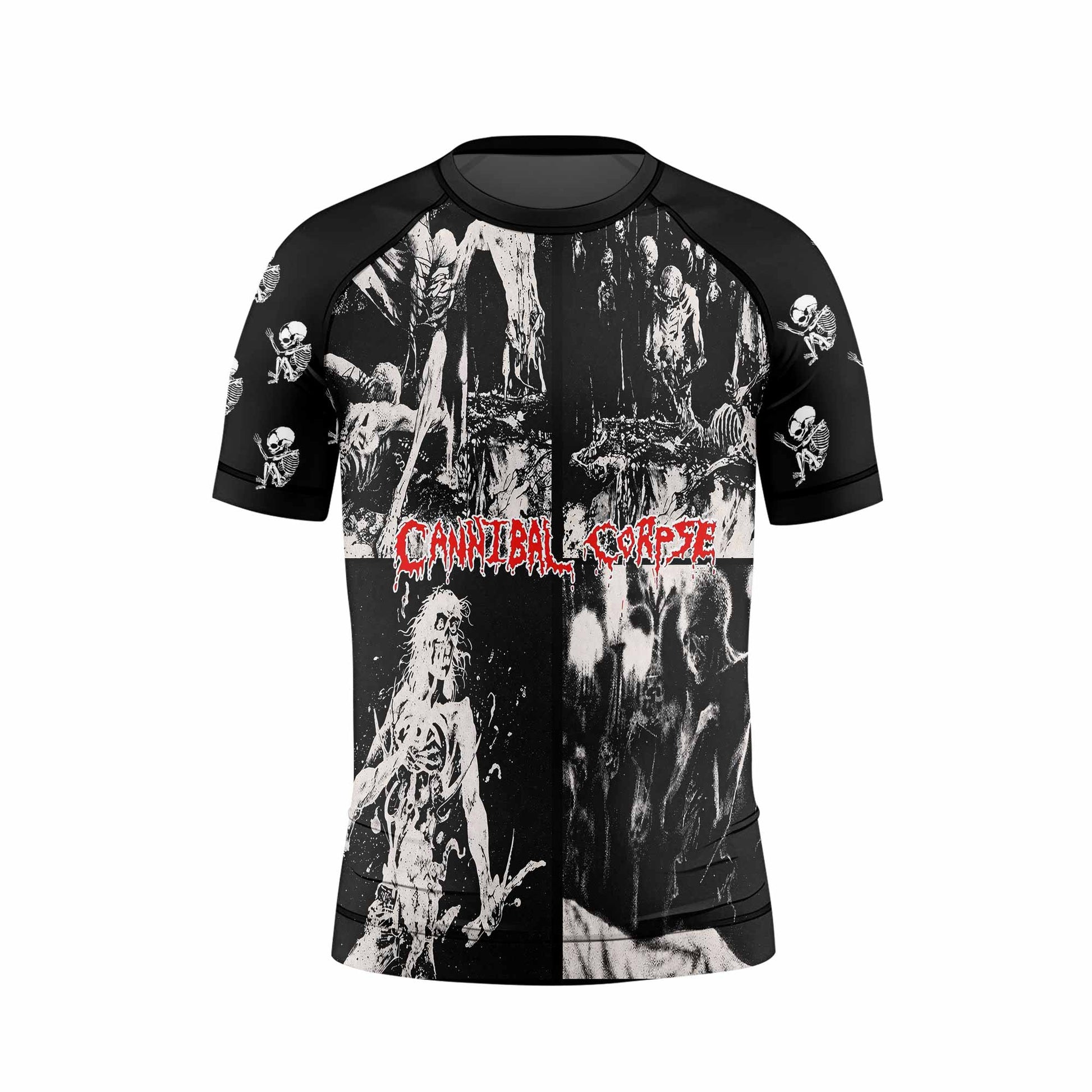 Cannibal Corpse Horror Kids Rash Guard Short Sleeve - front view mockup