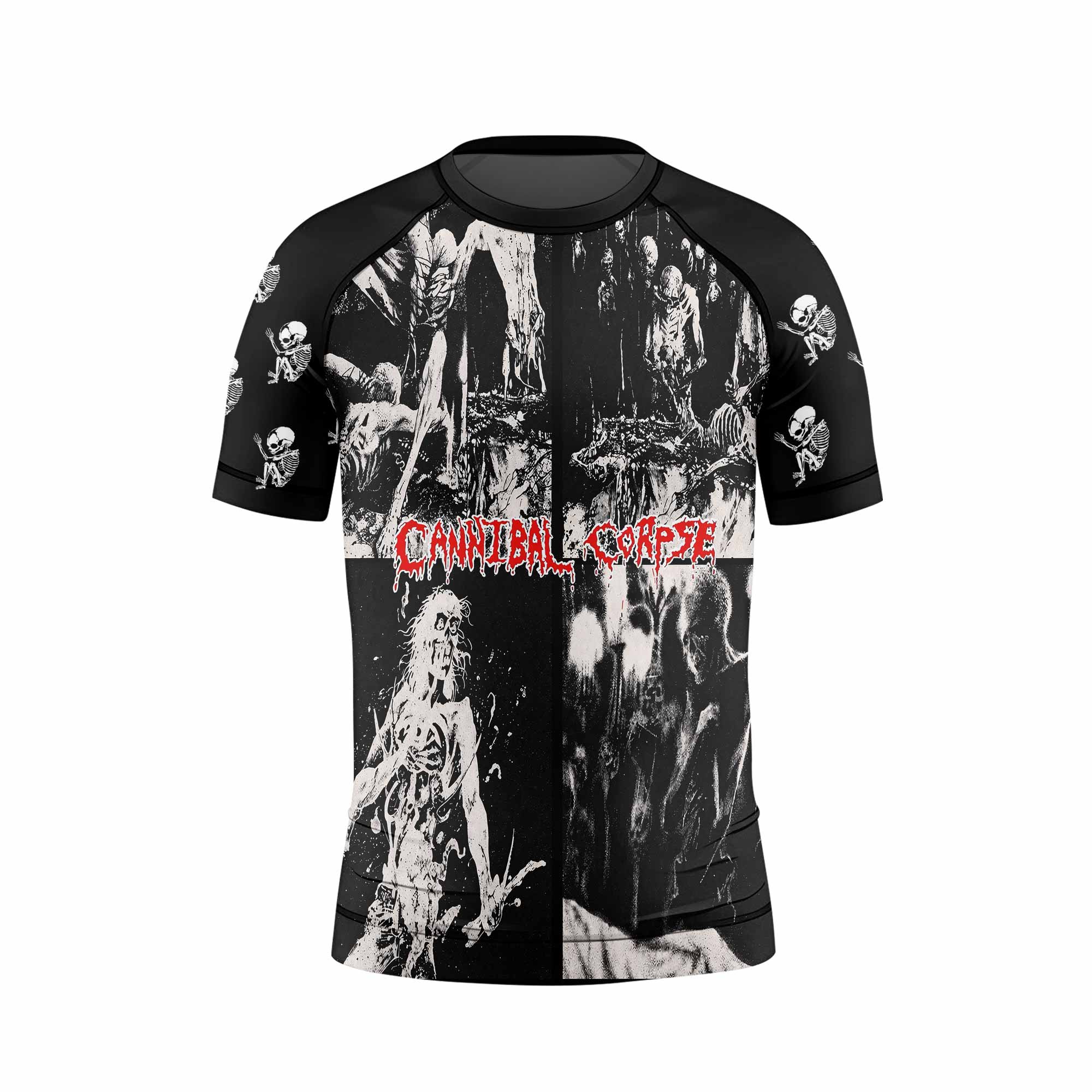 Cannibal Corpse Horror Kids Rash Guard Short Sleeve - front view mockup