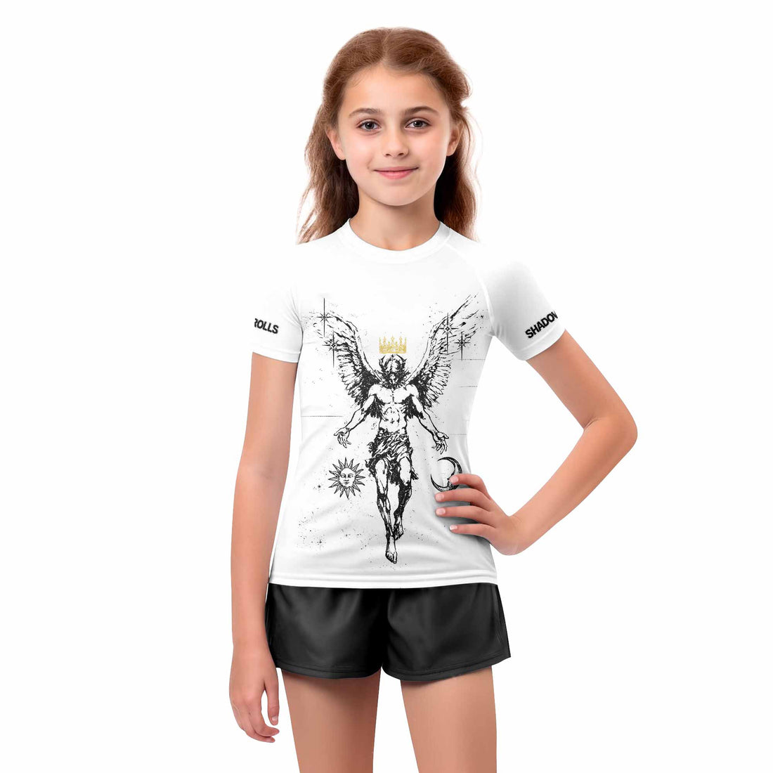 The Messenger Has Arrived White Kids Rash Guard Short Sleeve - boy's lifestyle view