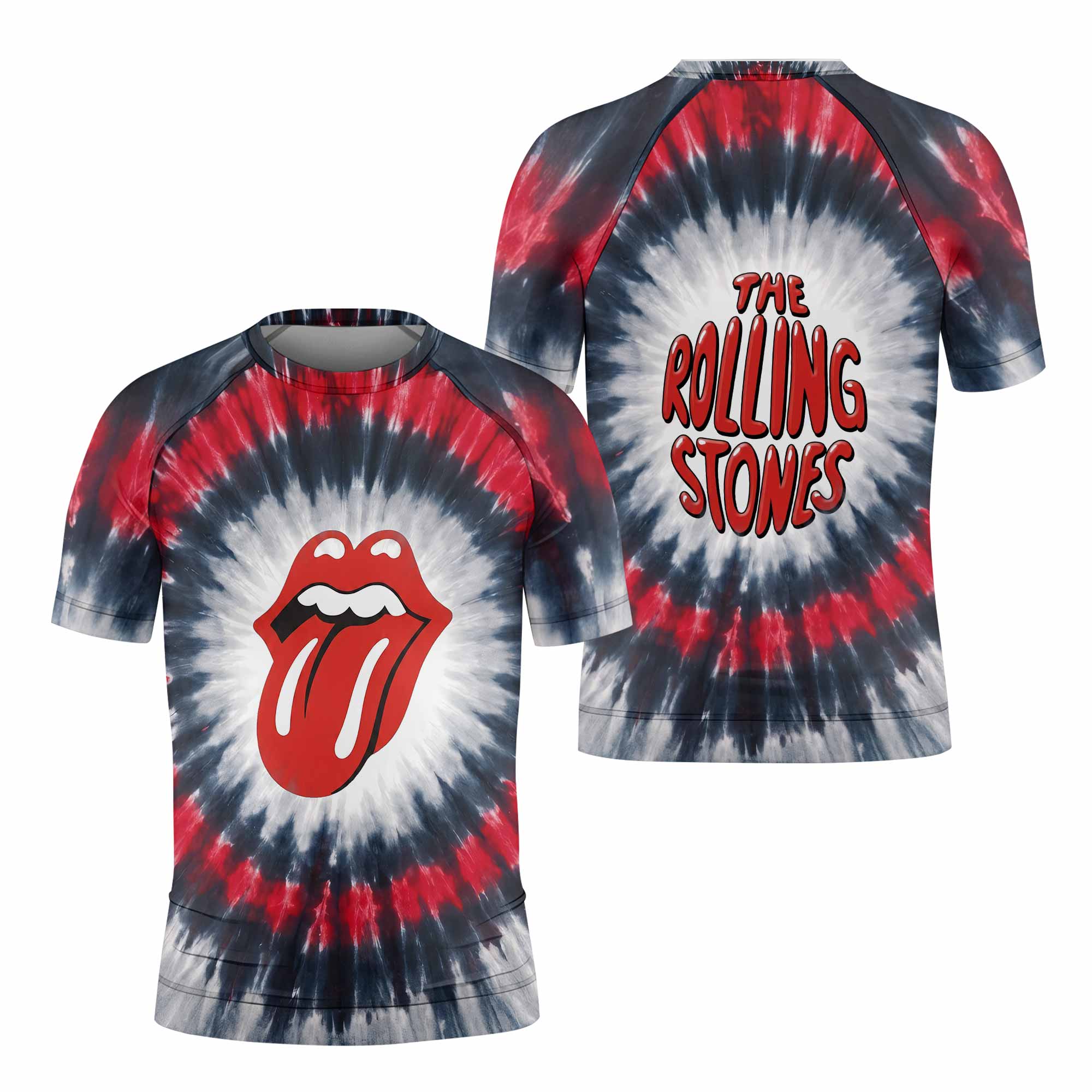 The Rolling Stones Kids Rash Guard Short Sleeve - front and back view
