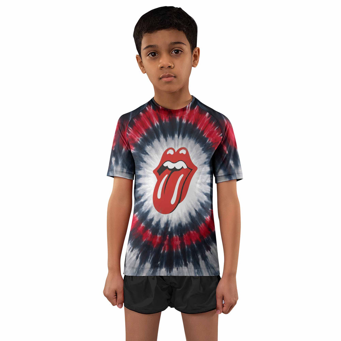 The Rolling Stones Kids Rash Guard Short Sleeve - boy's lifestyle view
