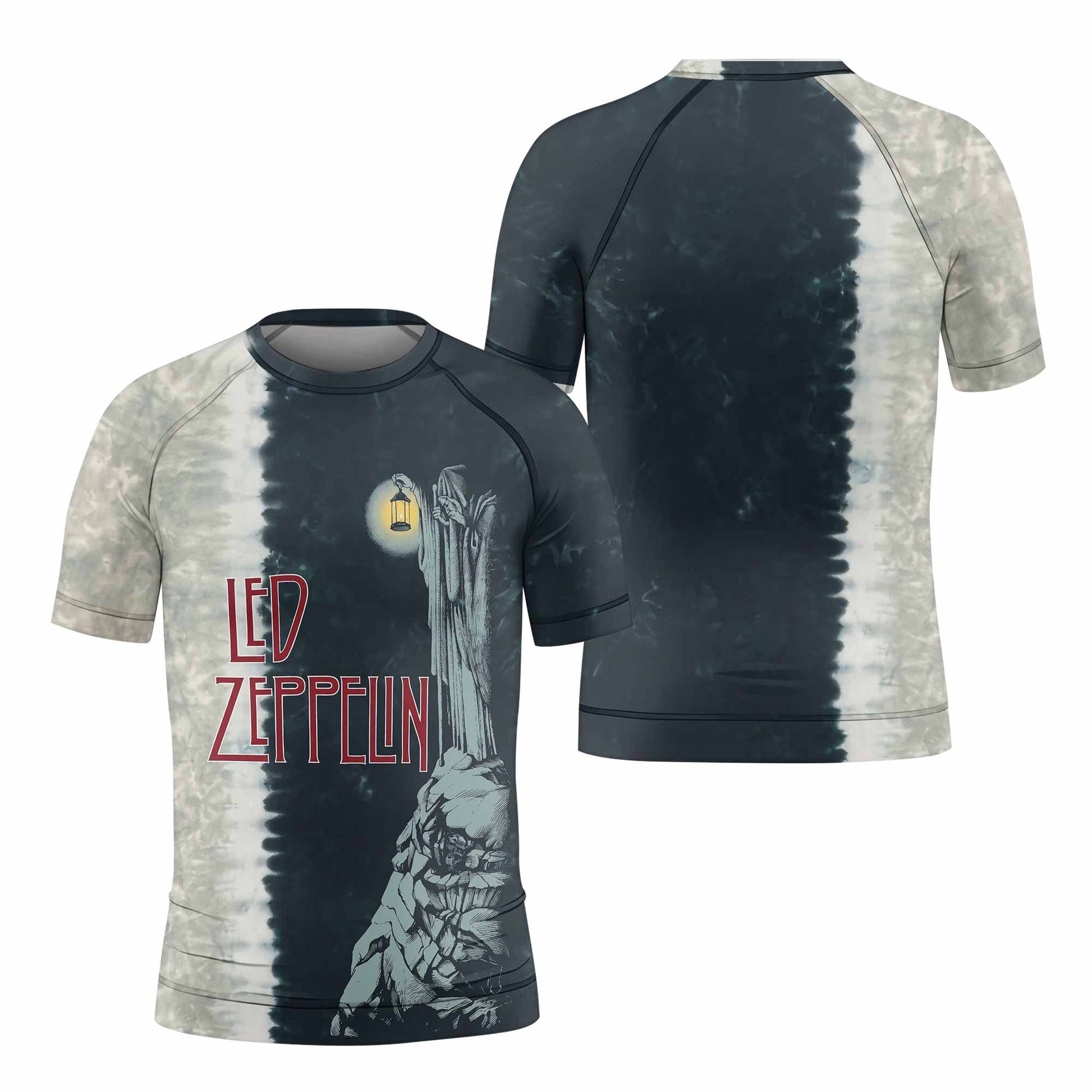 Led Zeppelin The Hermit Kids Rash Guard Short Sleeve - front and back view