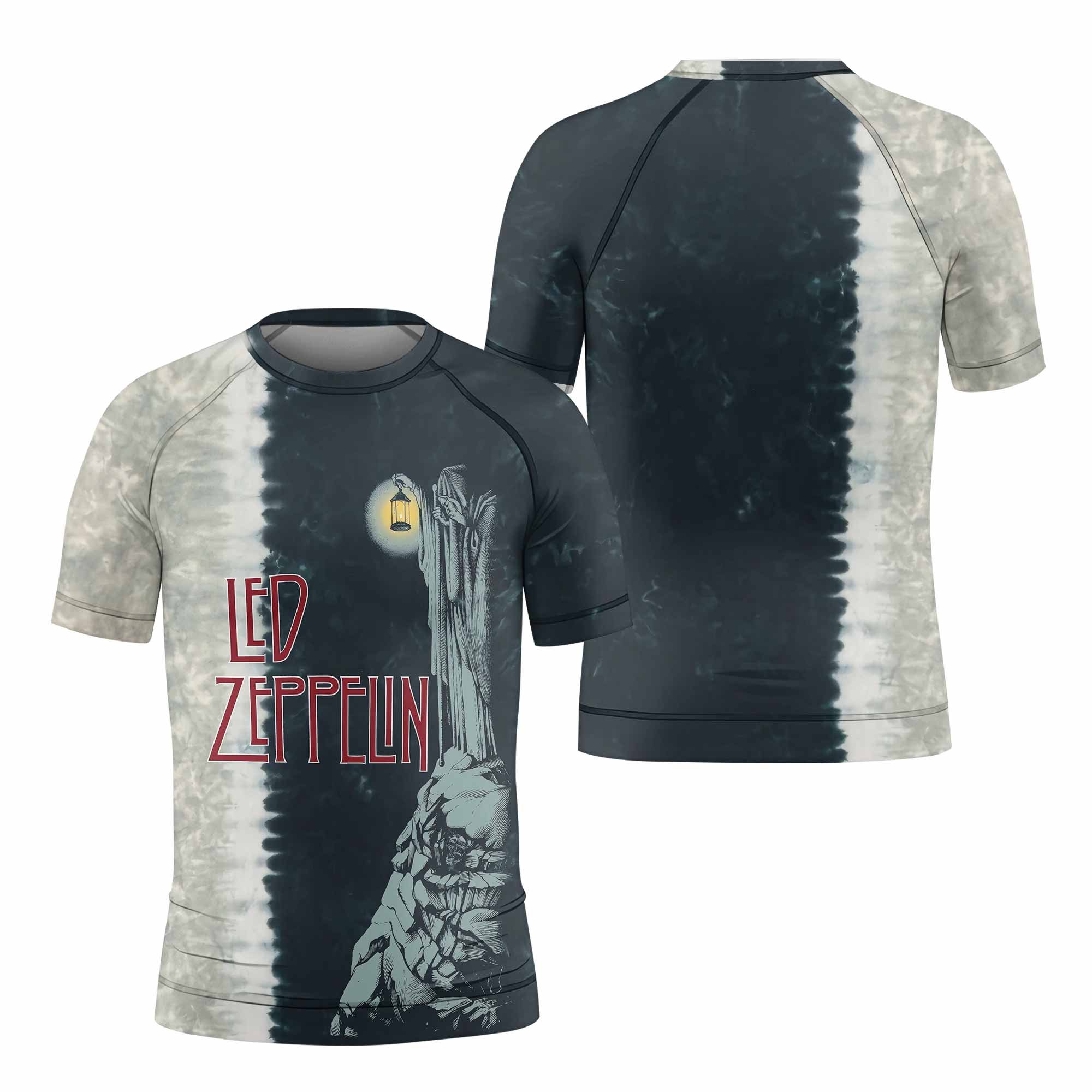 Led Zeppelin The Hermit Kids Rash Guard Short Sleeve - front and back view