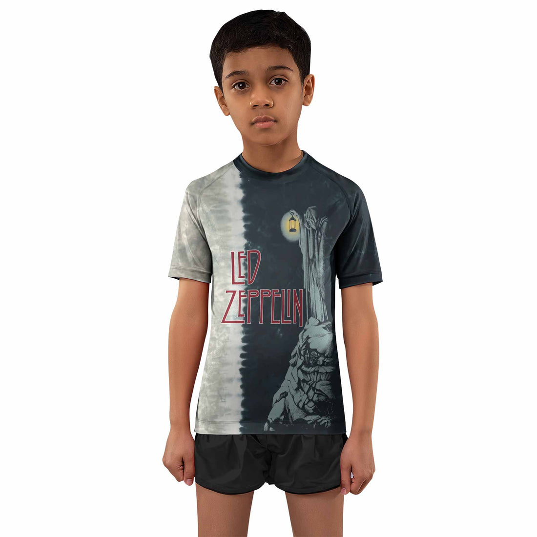 Led Zeppelin The Hermit Kids Rash Guard Short Sleeve - boy's lifestyle view