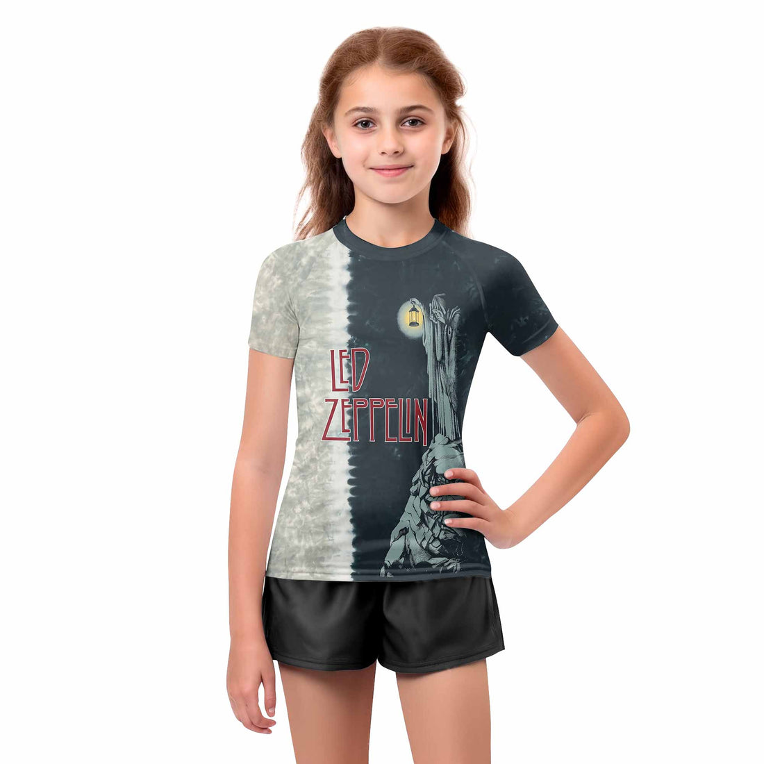Led Zeppelin The Hermit Kids Rash Guard Short Sleeve - boy's lifestyle view
