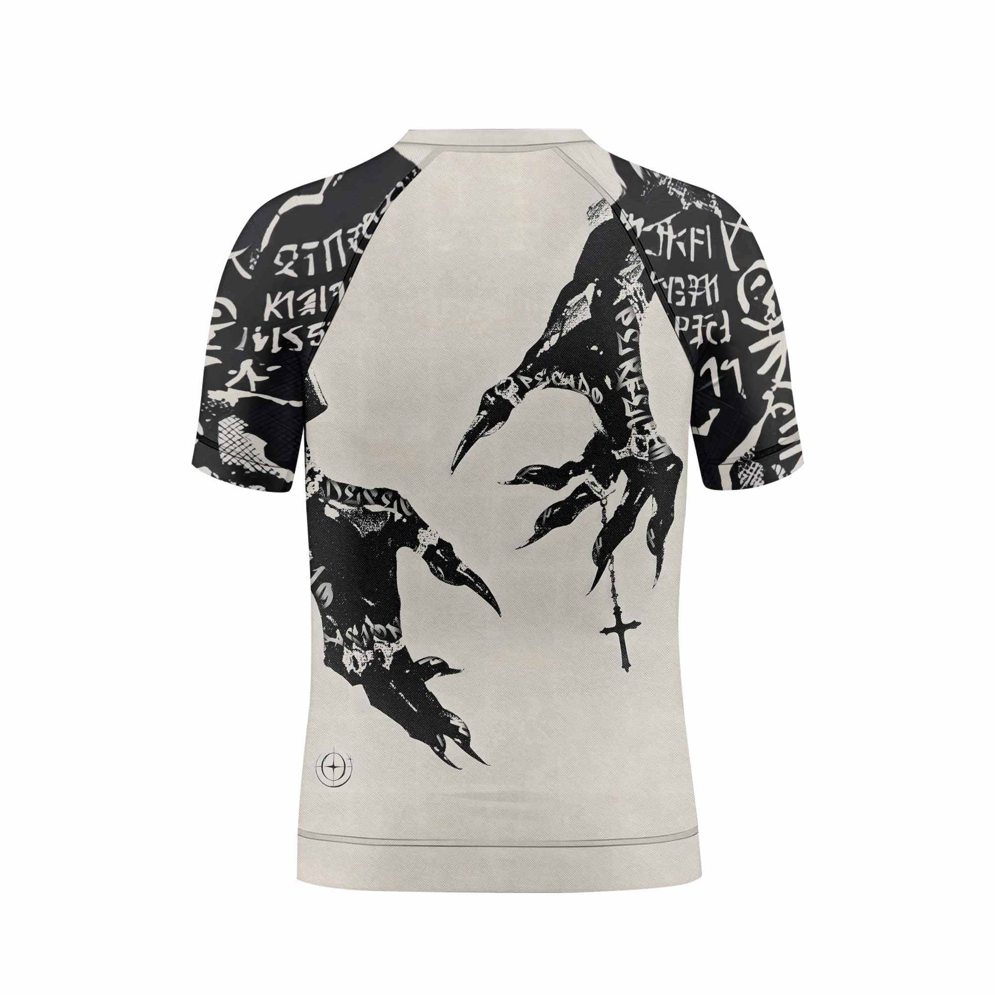 Monster Claw with Cross Kids Rash Guard Short Sleeve - back view mockup