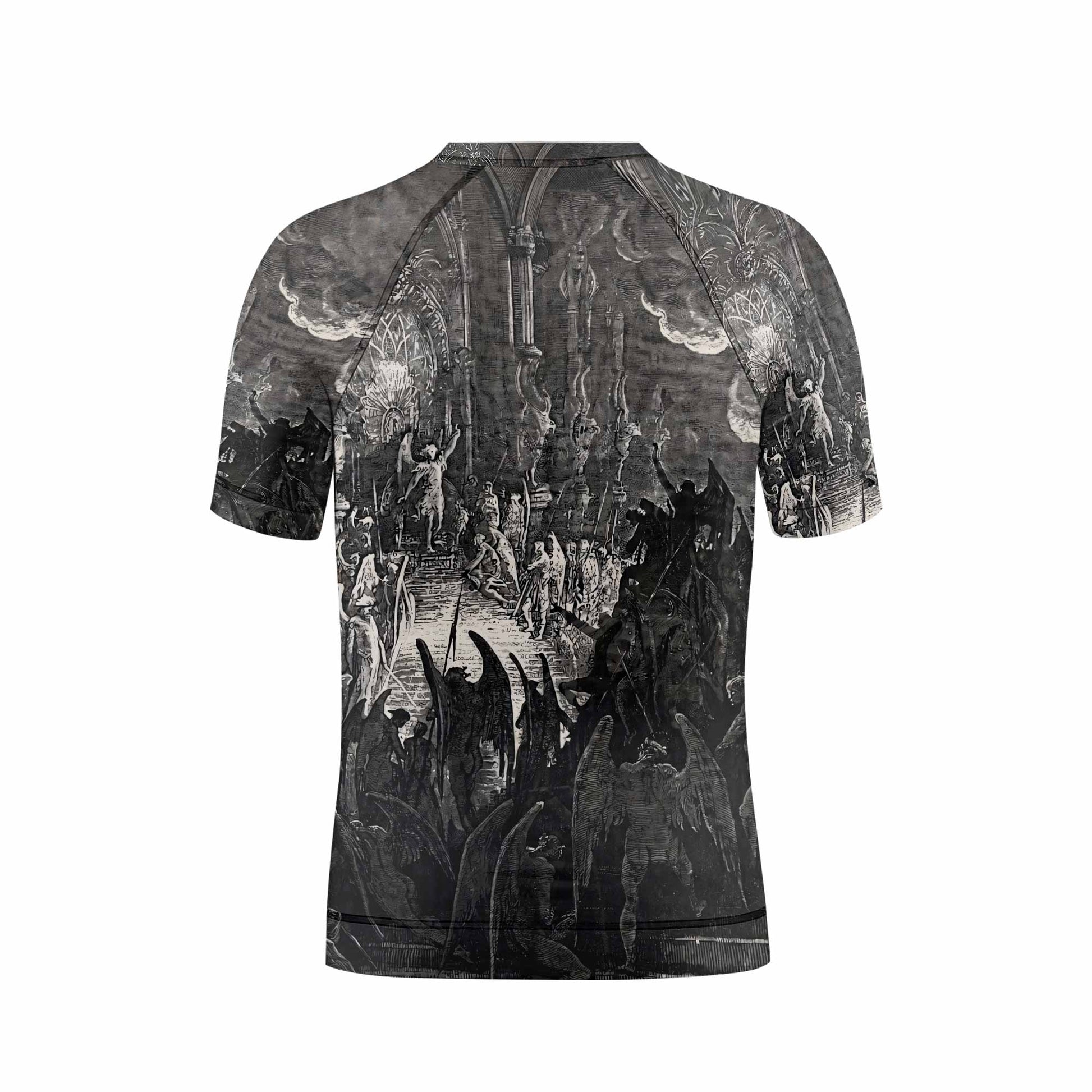 Corporate World Paradise Lost Kids Rash Guard Short Sleeve - back view mockup