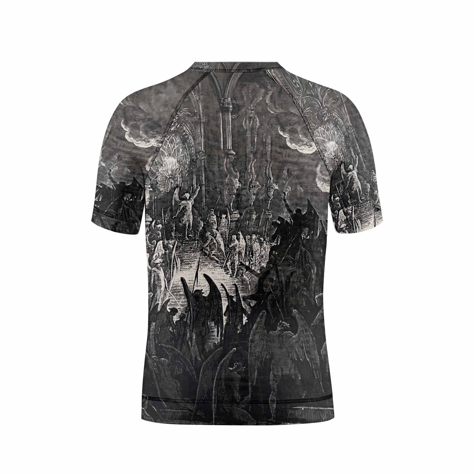 Corporate World Paradise Lost Kids Rash Guard Short Sleeve - back view mockup