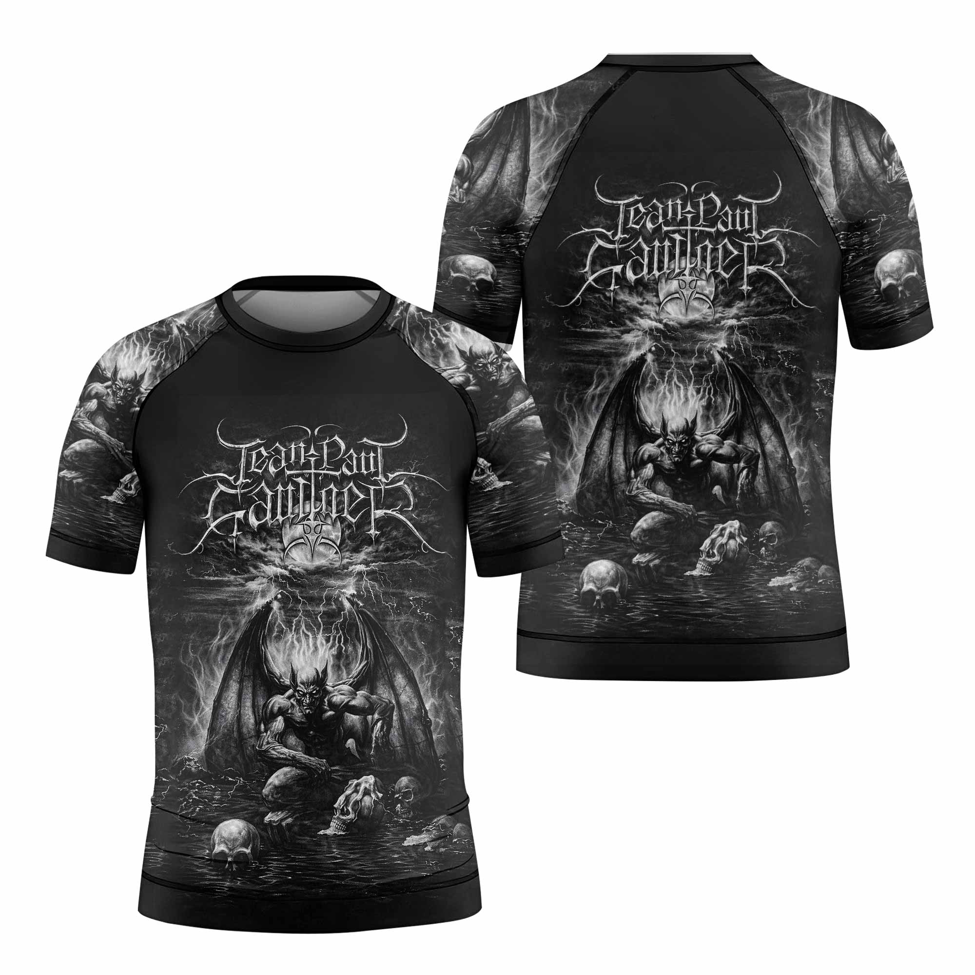 Jean Paul Gaultier Satan Kids Rash Guard Short Sleeve - front and back view