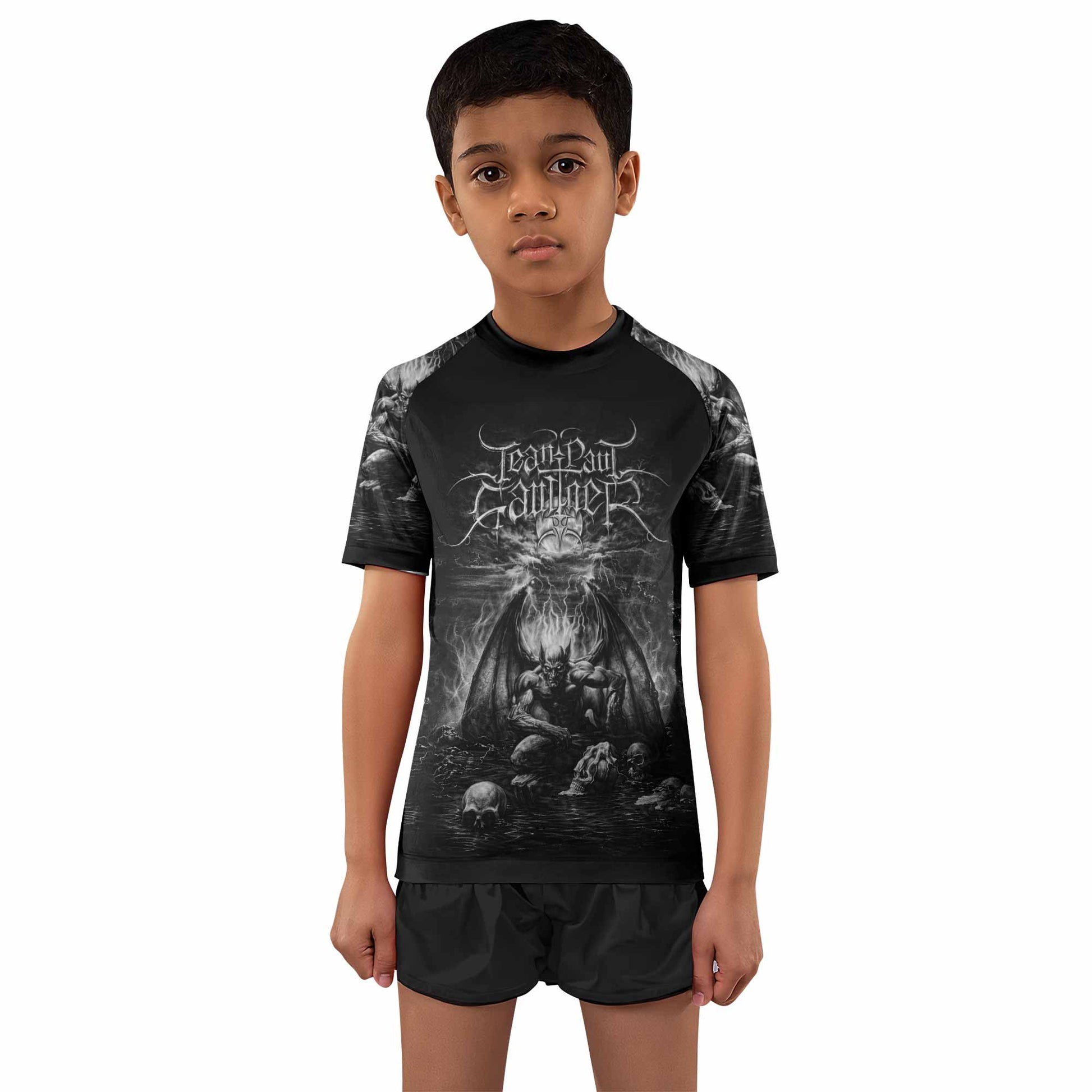 Jean Paul Gaultier Satan Kids Rash Guard Short Sleeve - boy's lifestyle view