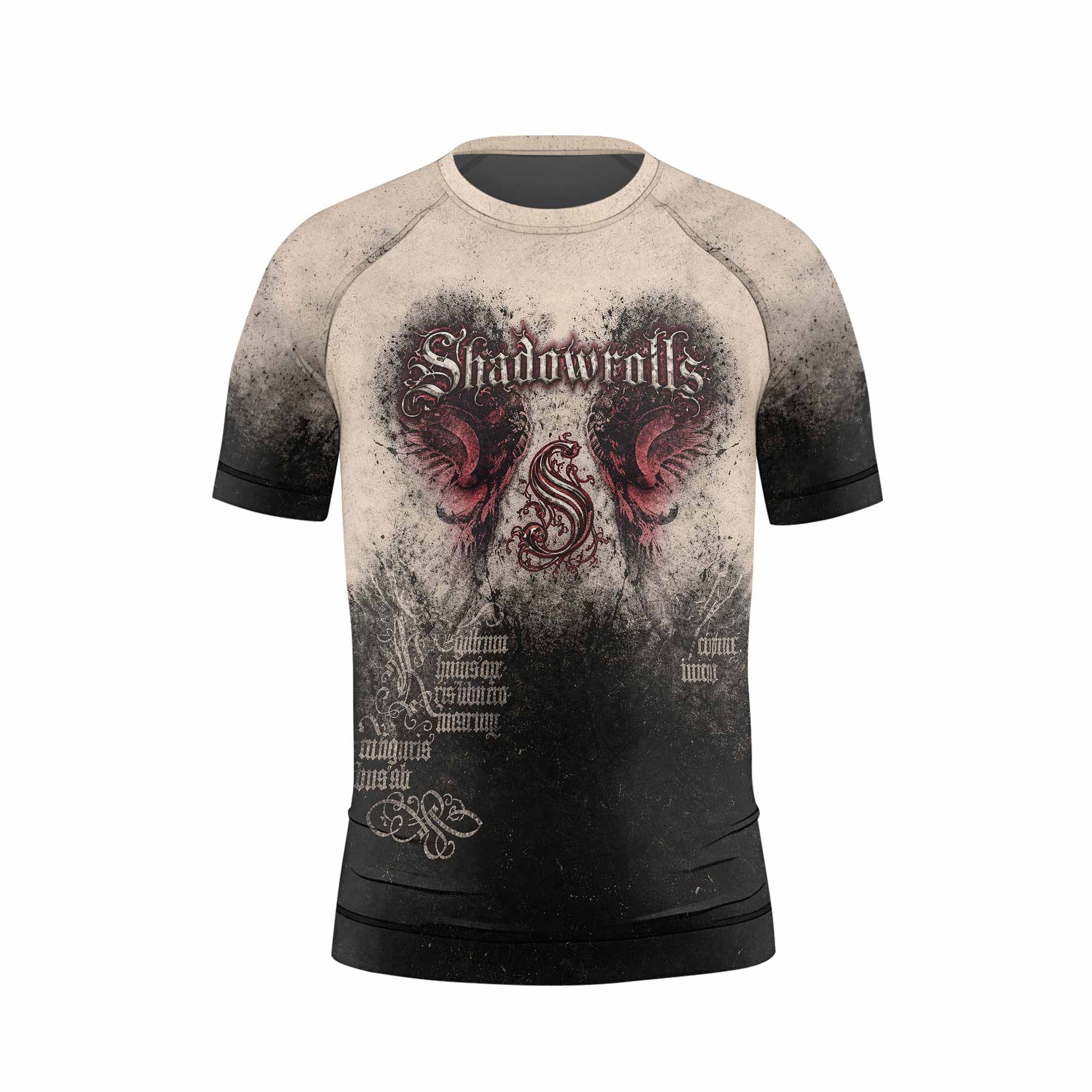 Grunge Smoke Gothic Kids Rash Guard Short Sleeve - front view mockup