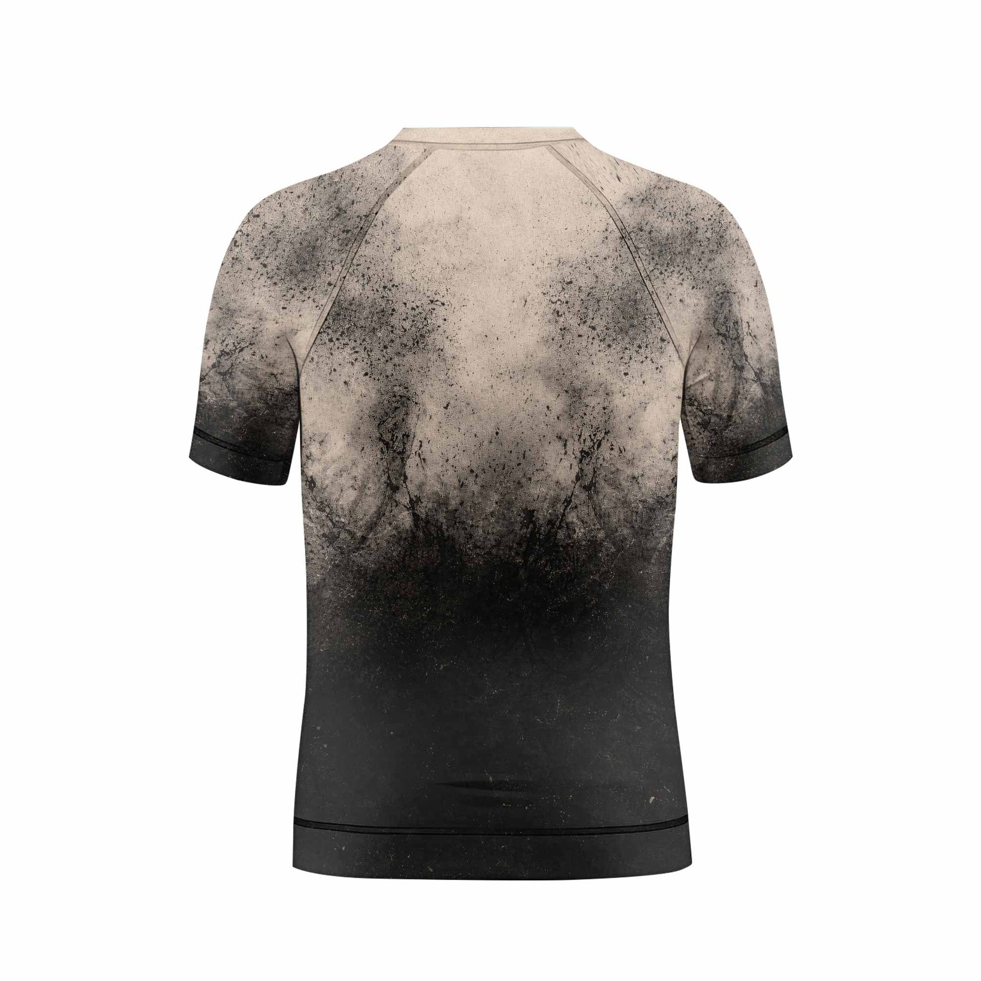 Grunge Smoke Gothic Kids Rash Guard Short Sleeve - back view mockup