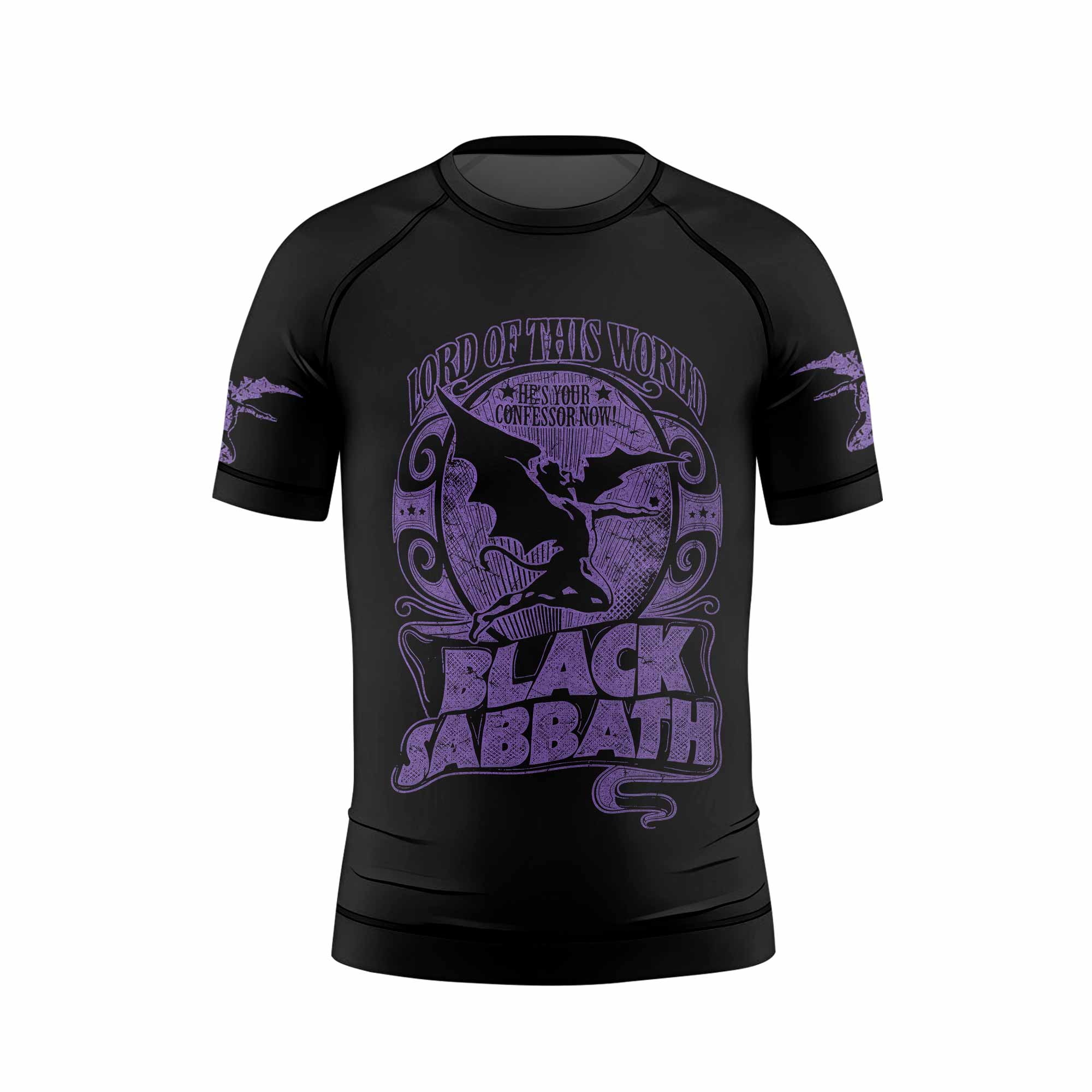 Black Sabbath Lord of This World Kids Rash Guard Short Sleeve - front view mockup