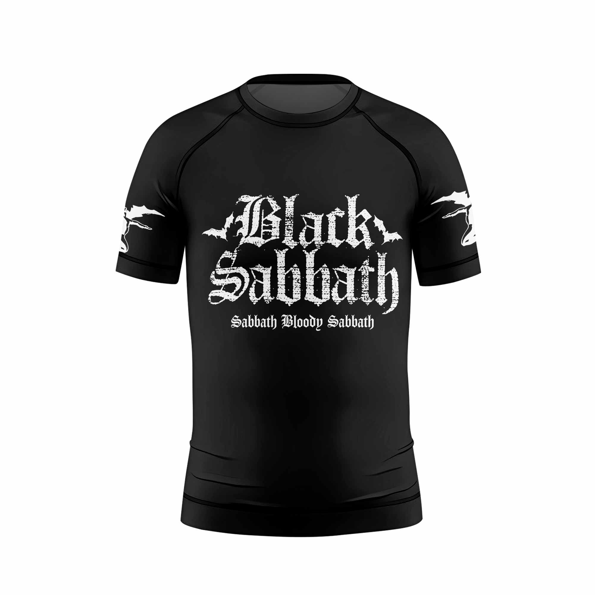 Black Sabbath Sabbath Bloody Sabbath Kids Rash Guard Short Sleeve - front view mockup