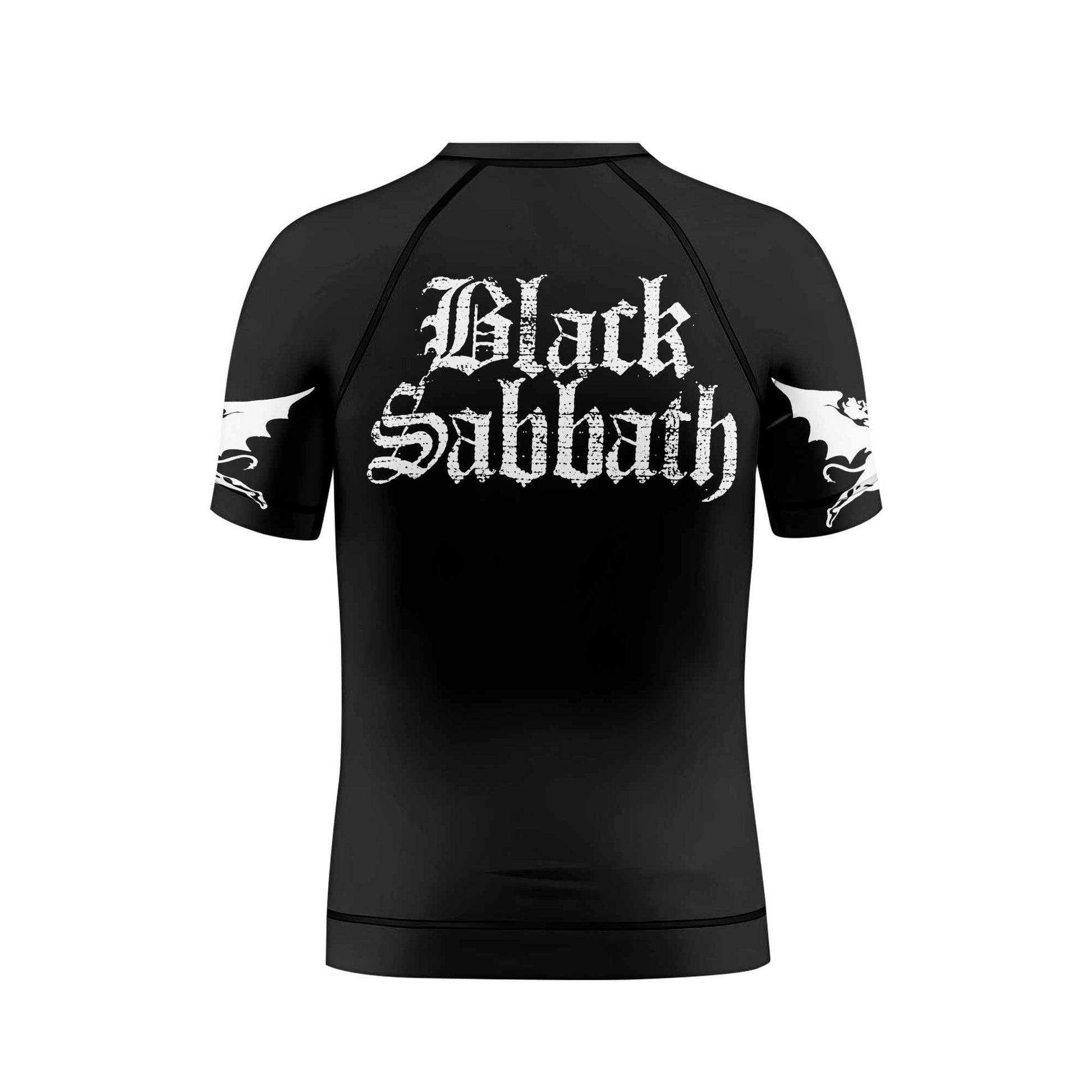 Black Sabbath Sabbath Bloody Sabbath Kids Rash Guard Short Sleeve - back view mockup