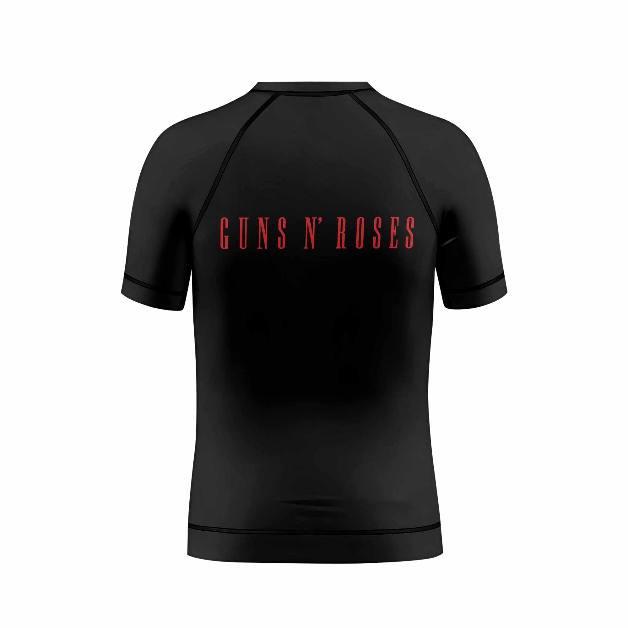 Guns N' Roses Appetite for Destruction Kids Rash Guard Short Sleeve - back view mockup