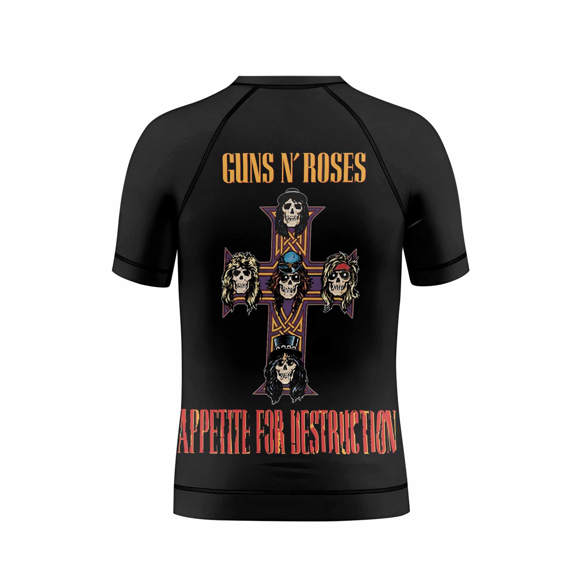 Appetite for Destruction Guns N' Roses Kids Rash Guard Short Sleeve - back view mockup
