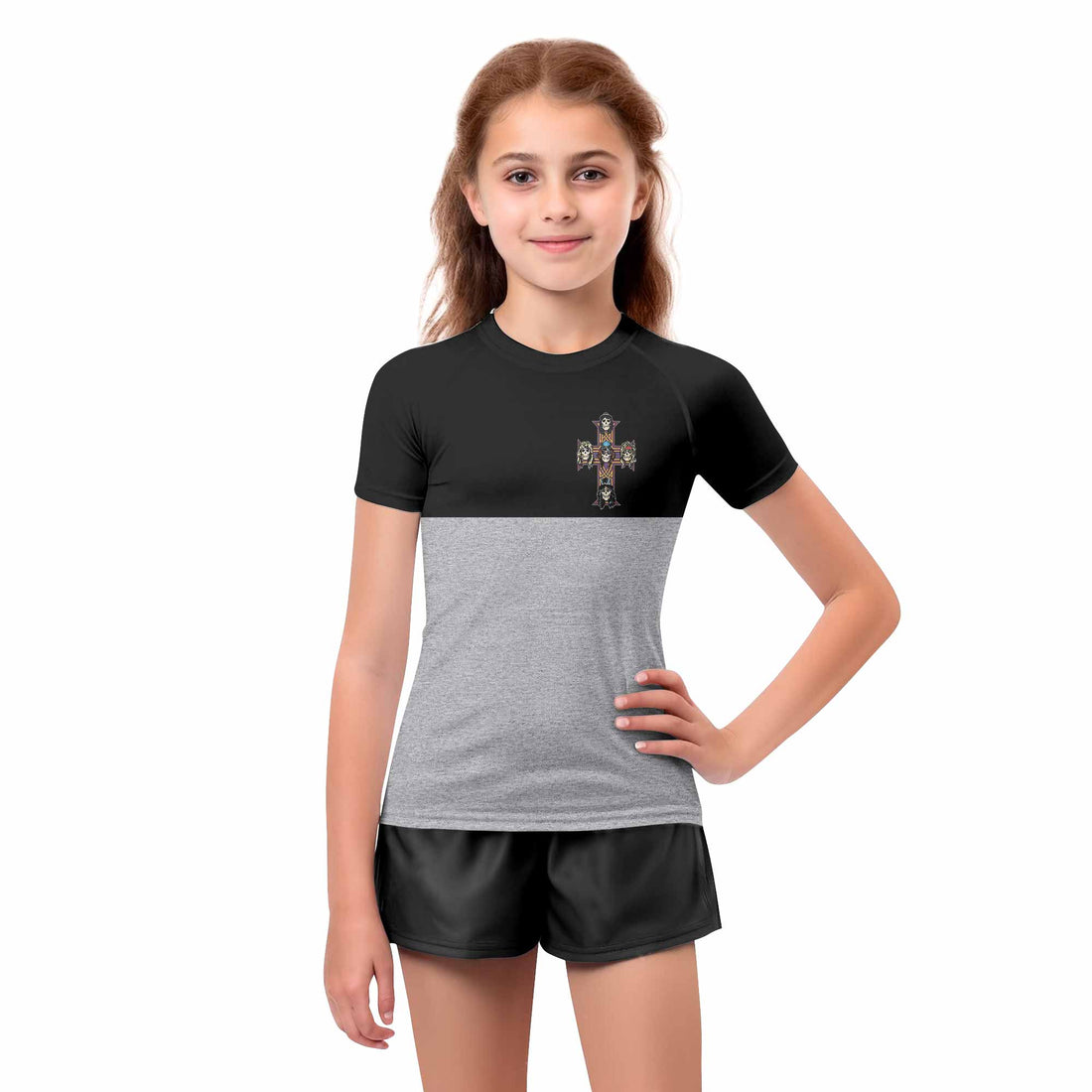 Appetite for Destruction Guns N' Roses Kids Rash Guard Short Sleeve - boy's lifestyle view