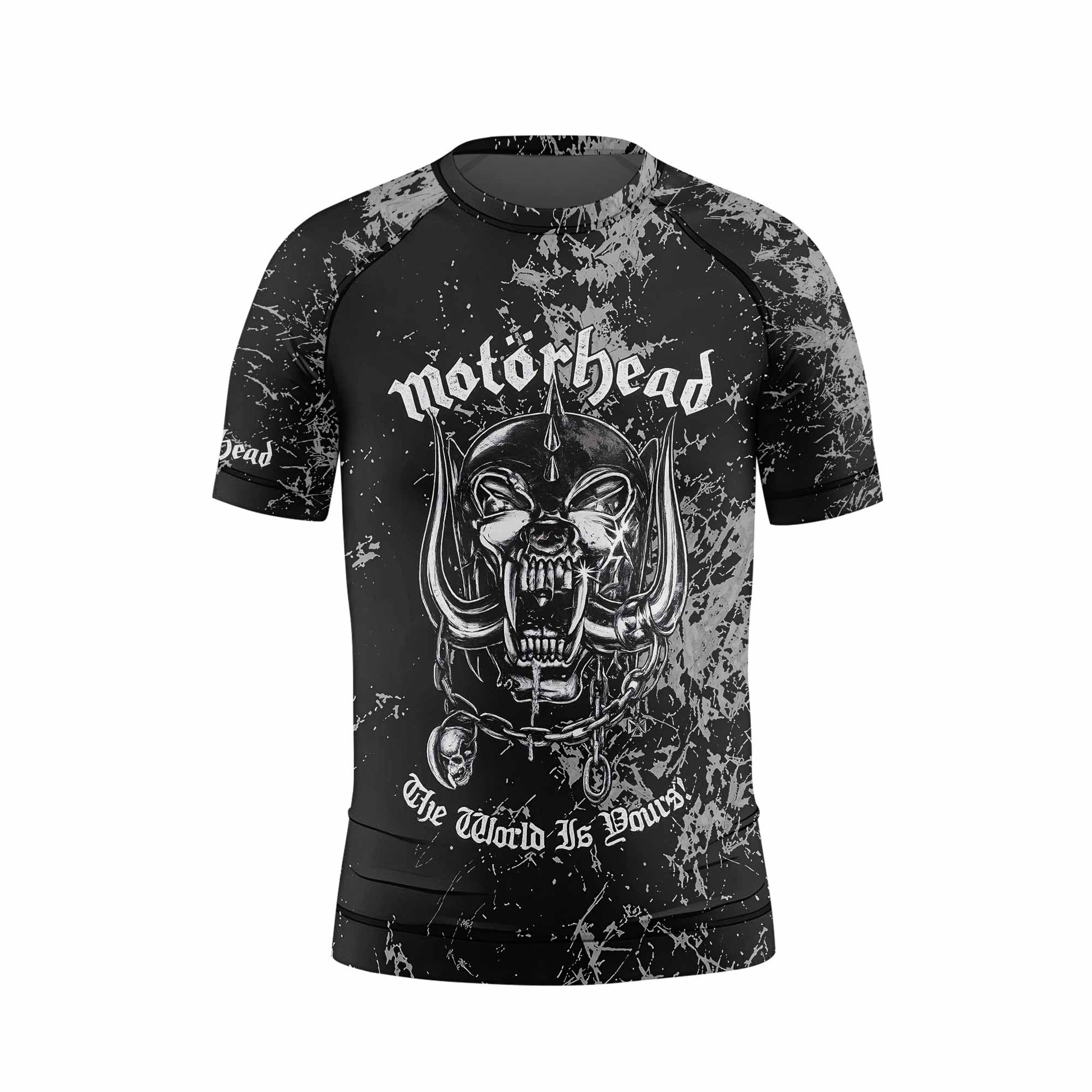 Motörhead The Wörld Is Yours Kids Rash Guard Short Sleeve - front view mockup