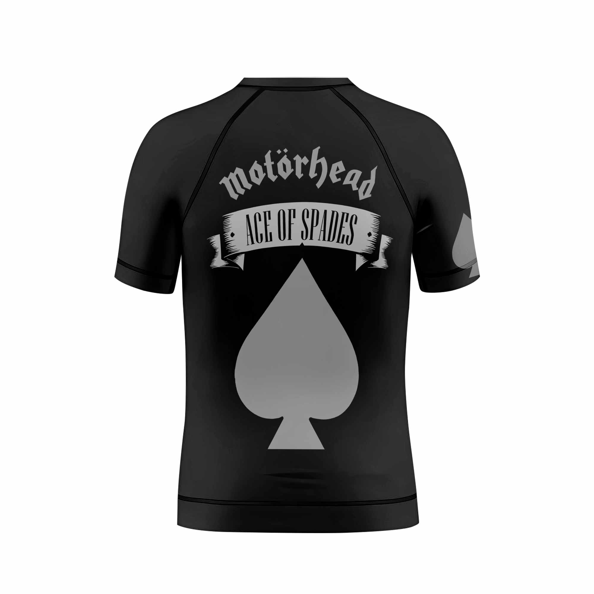 Motörhead Ace of Spades Kids Rash Guard Short Sleeve - back view mockup