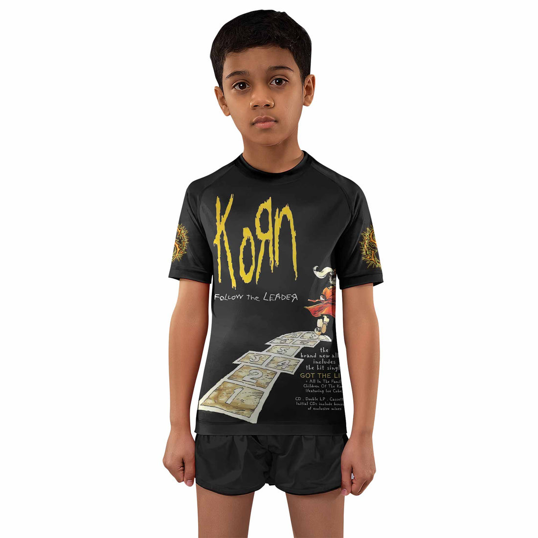 Korn Follow the Leader Kids Rash Guard Short Sleeve - boy's lifestyle view