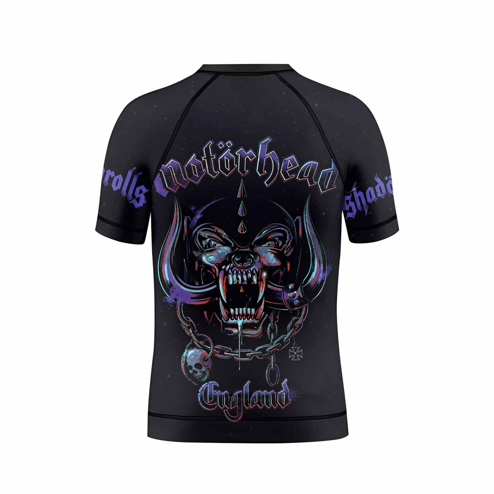 Motörhead England 1978 Kids Rash Guard Short Sleeve - back view mockup